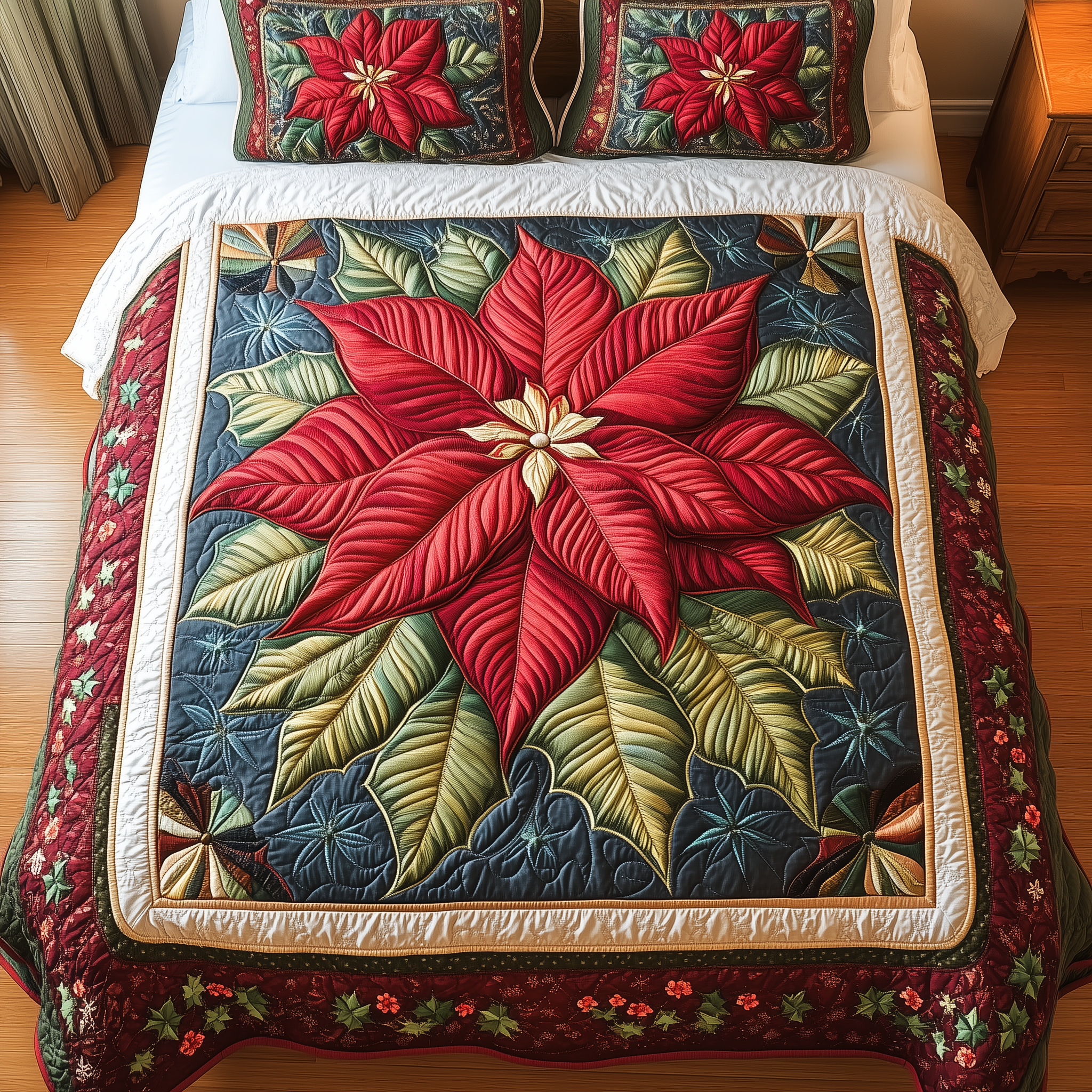 Golden Petals Quilted Bedding Set Xmas Gifts For Family Golden Petals Quilted Bedding Set Xmas Gifts For Family