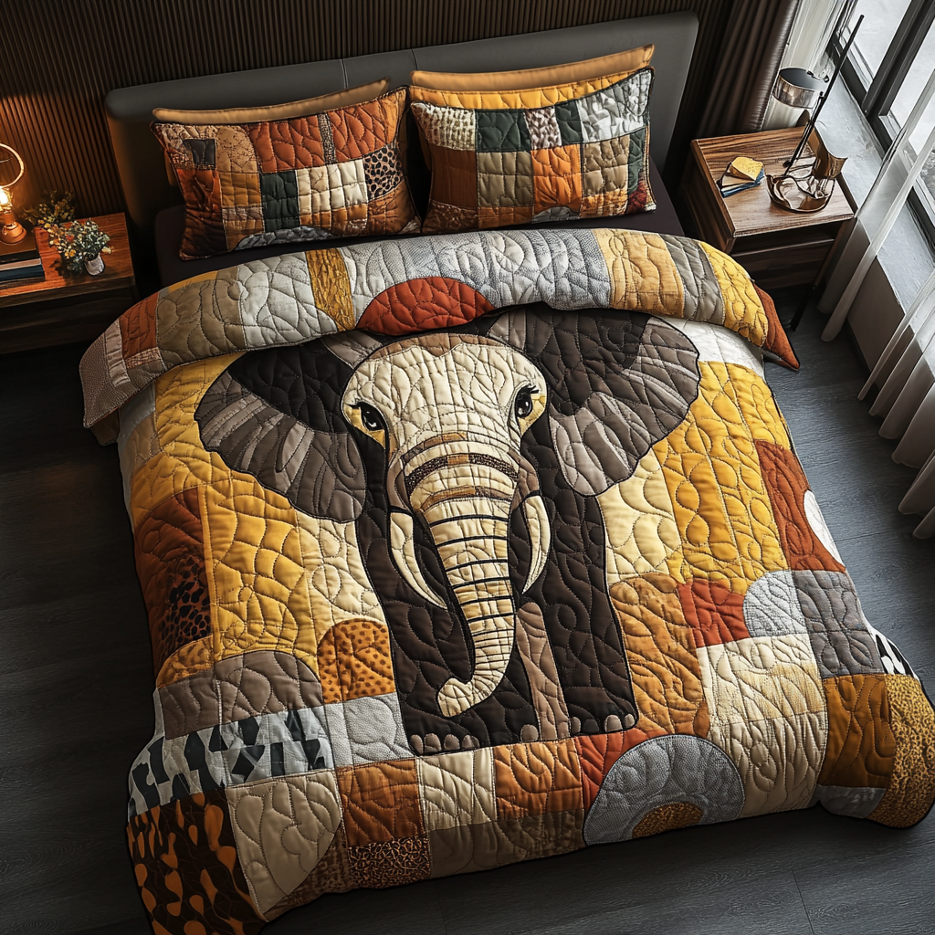 Golden Plains Quilted Bedding Set Gifts For Elephant Lovers Golden Plains Quilted Bedding Set Gifts For Elephant Lovers
