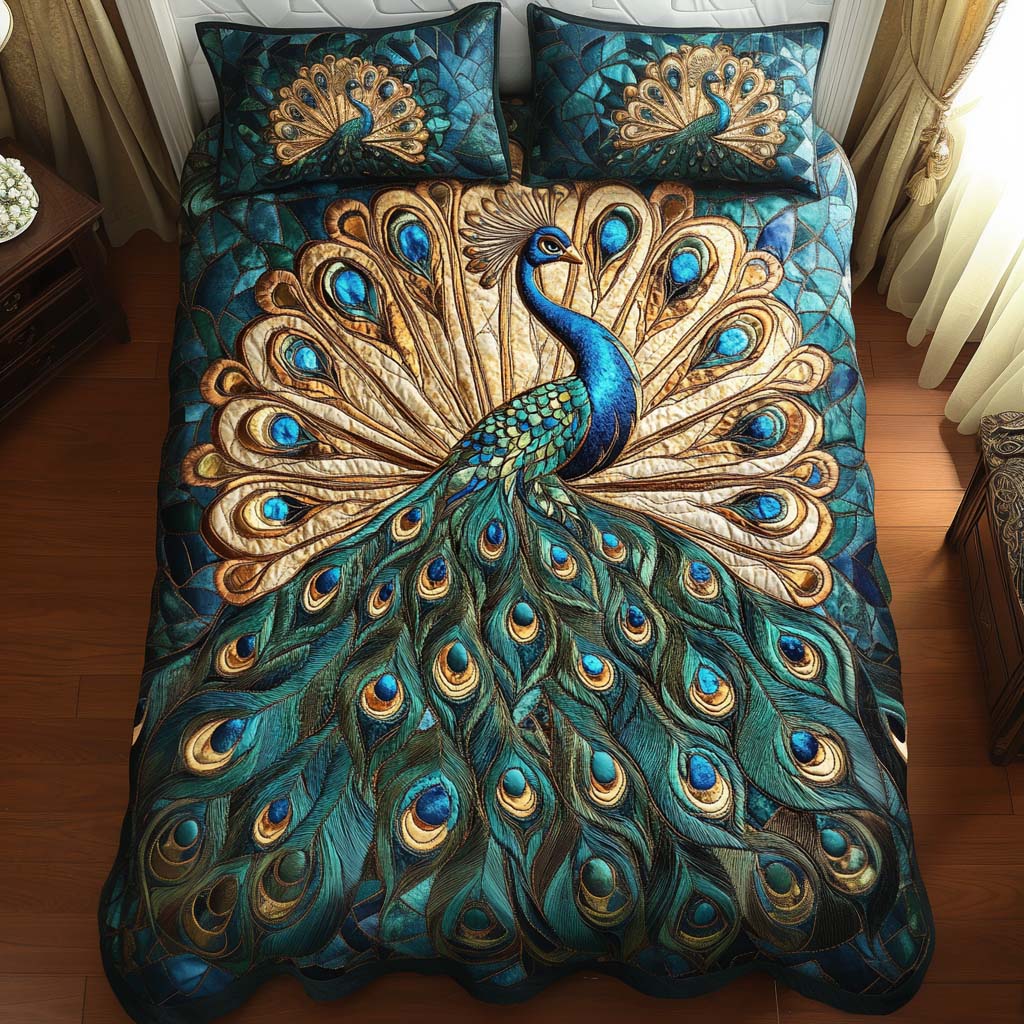 Golden Tail Symphony Quilted Bedding Set Gift Ideas For Bird Lovers Golden Tail Symphony Quilted Bedding Set Gift Ideas For Bird Lovers