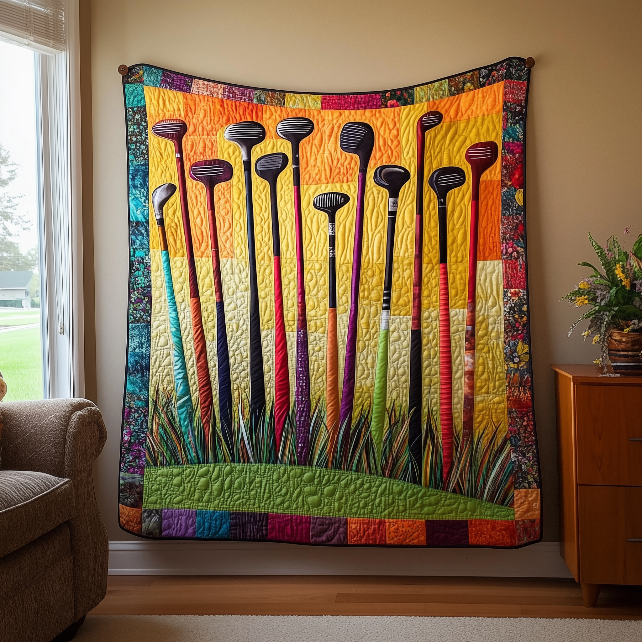 Golf Clubs Quilted Blanket Feel the Elegance of a Blanket That's Truly Yours Golf Clubs Quilted Blanket Feel the Elegance of a Blanket That's Truly Yours