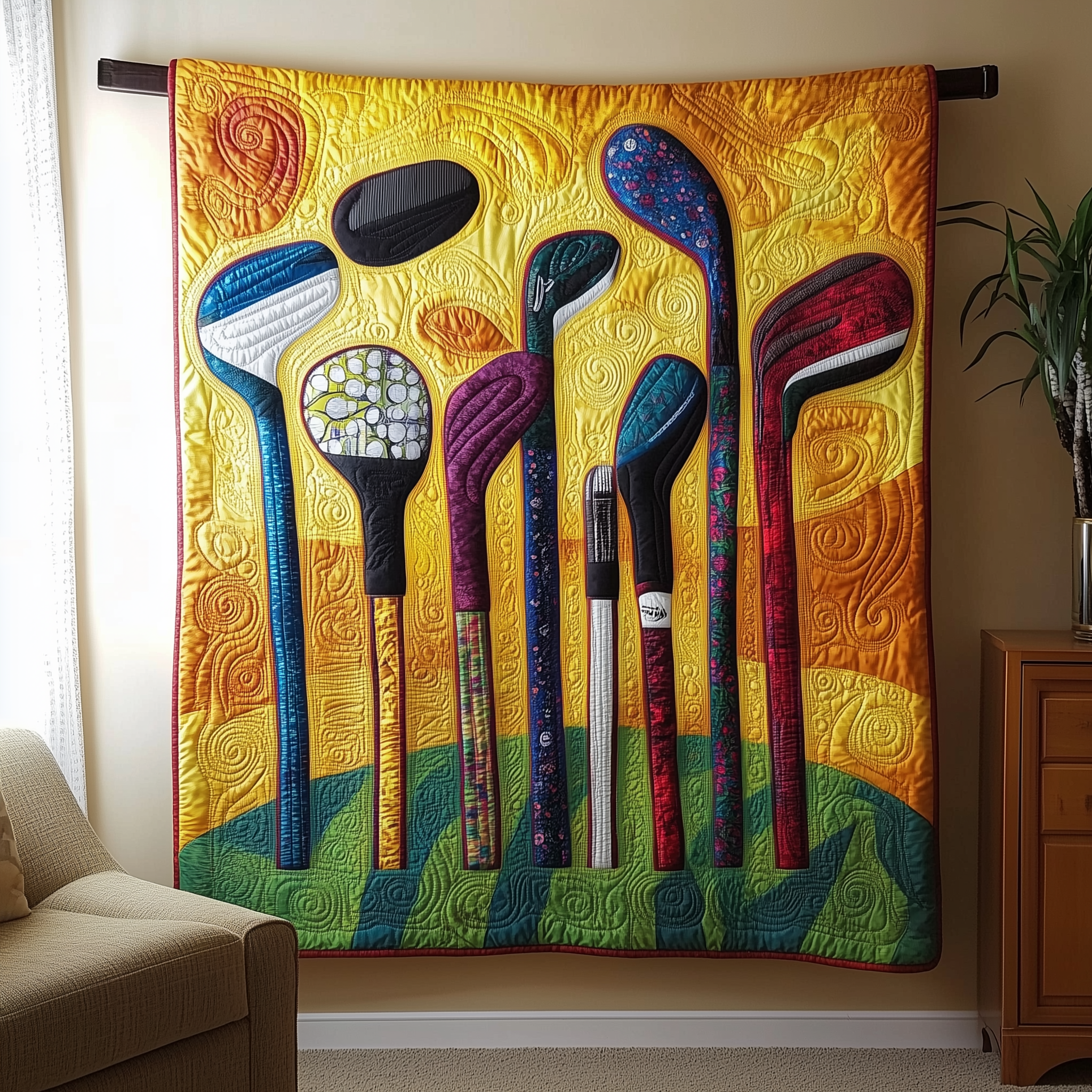 Golf Clubs Quilted Blanket From Sofa to Bed, a Blanket That Does It All Golf Clubs Quilted Blanket From Sofa to Bed, a Blanket That Does It All