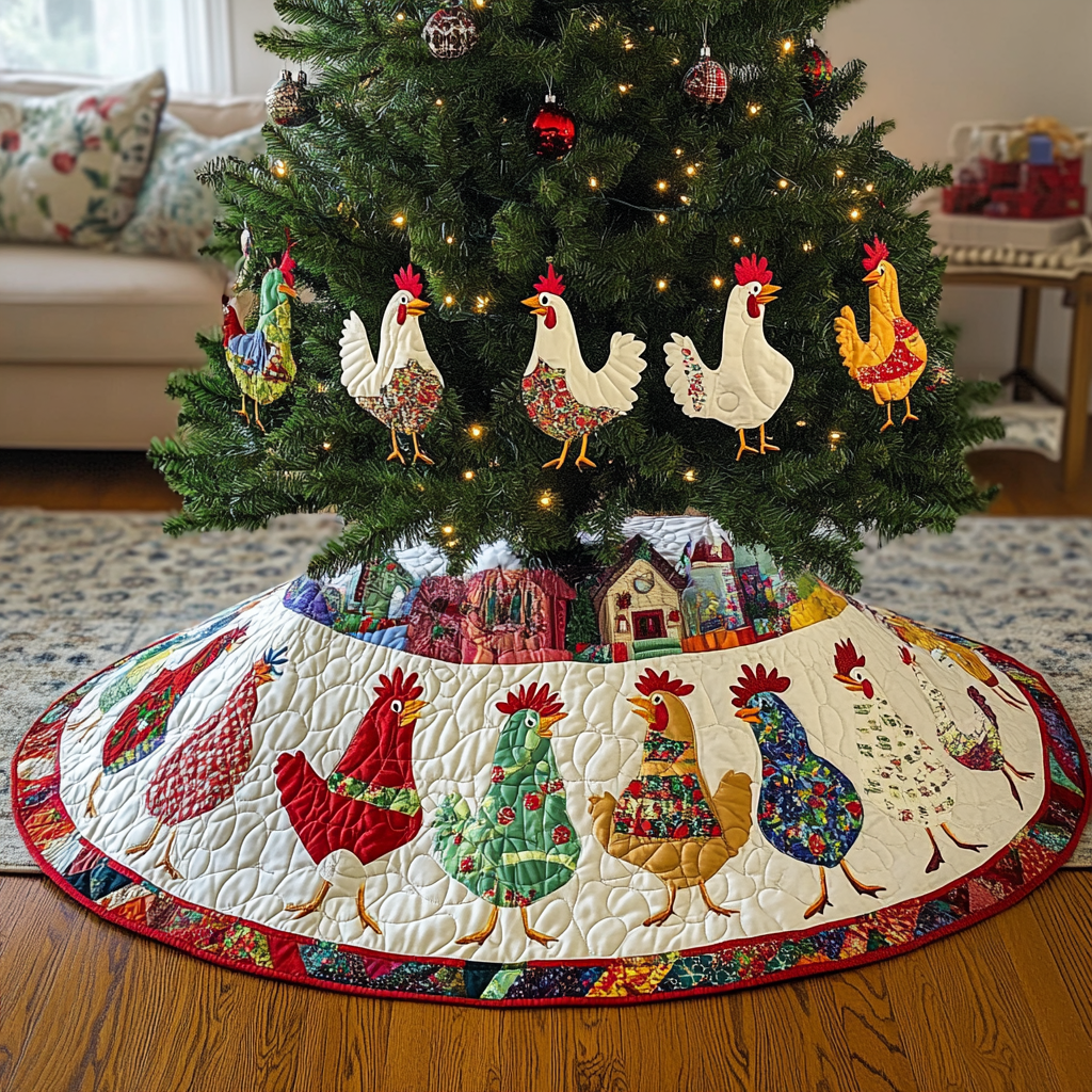 Gossiping Chickens Quilted Tree Skirt Cherish Every Moment with a Stylish and Reliable Tree Skirt Gossiping Chickens Quilted Tree Skirt Cherish Every Moment with a Stylish and Reliable Tree Skirt