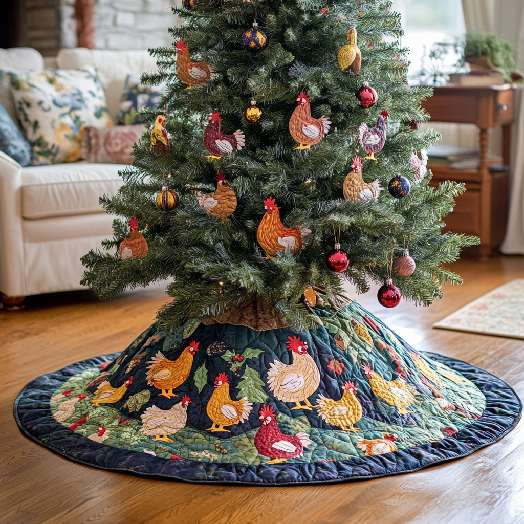 Gossiping Chickens Quilted Tree Skirt Enjoy Peace of Mind This Holiday with the Perfect Tree Skirt Gossiping Chickens Quilted Tree Skirt Enjoy Peace of Mind This Holiday with the Perfect Tree Skirt