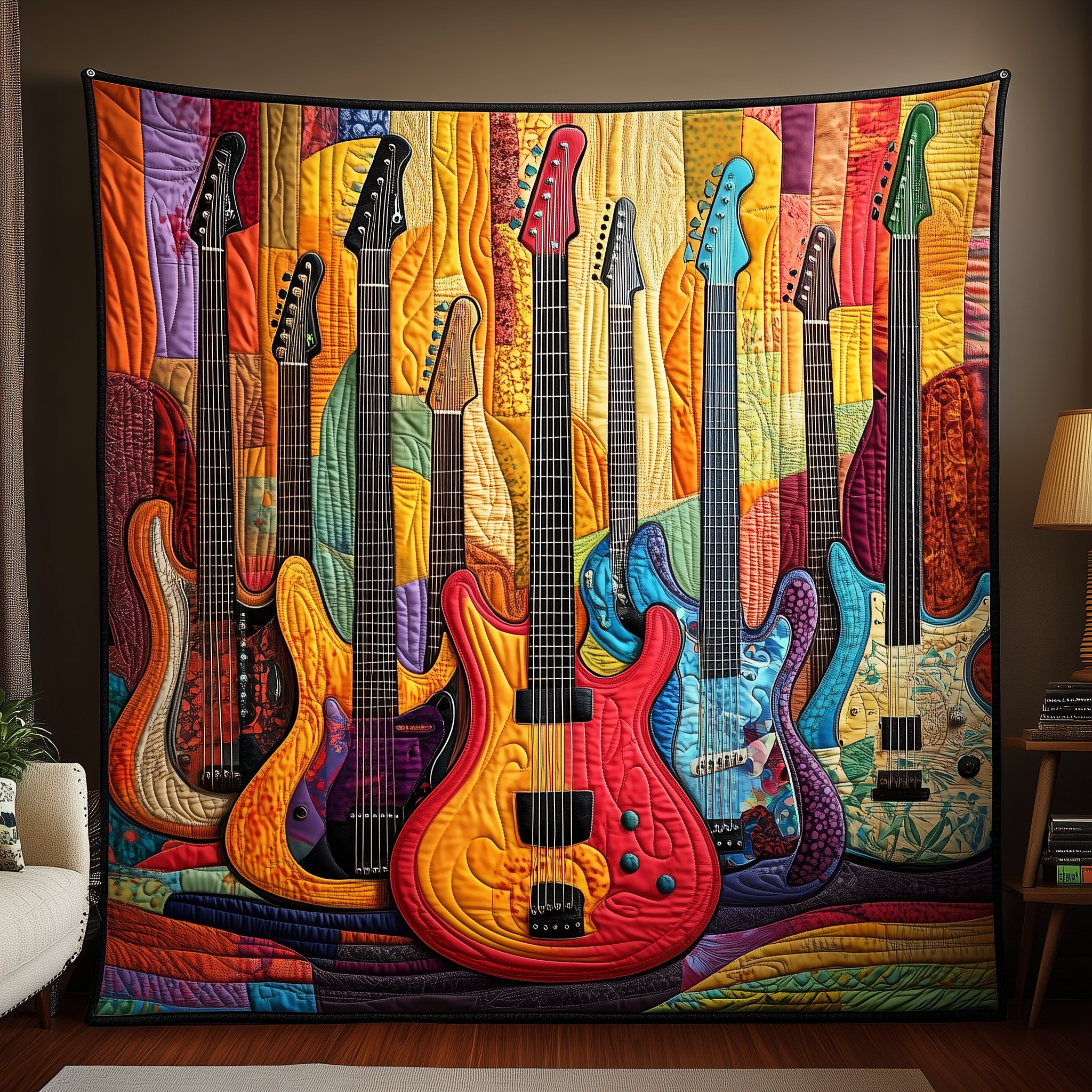 Guitar Bass Quilted Blanket Feel Closer to Your Loved Ones with a Shared Blanket Guitar Bass Quilted Blanket Feel Closer to Your Loved Ones with a Shared Blanket