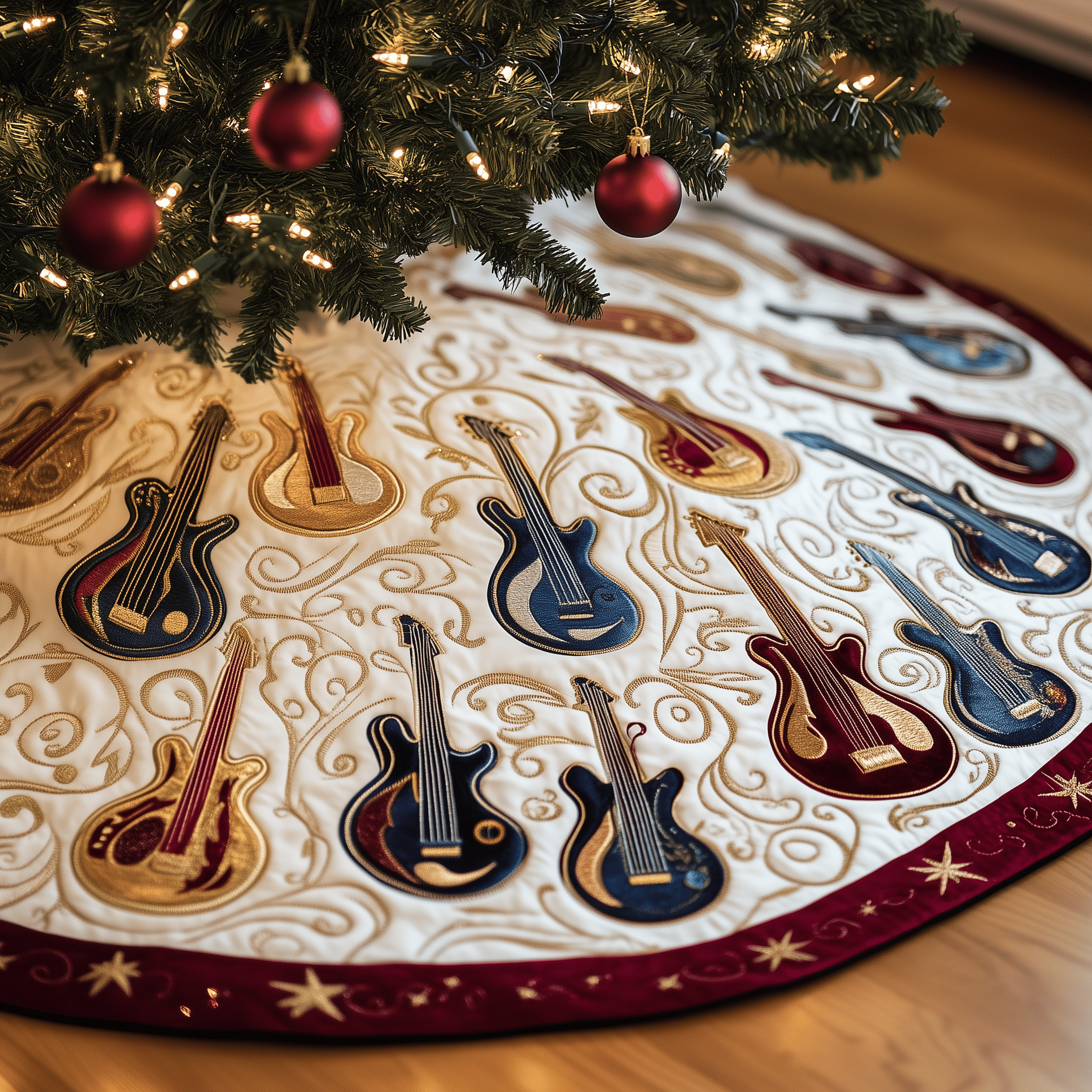 Guitar Bass Quilted Tree Skirt Bring Comfort to Your Holidays with a Durable Tree Skirt Guitar Bass Quilted Tree Skirt Bring Comfort to Your Holidays with a Durable Tree Skirt