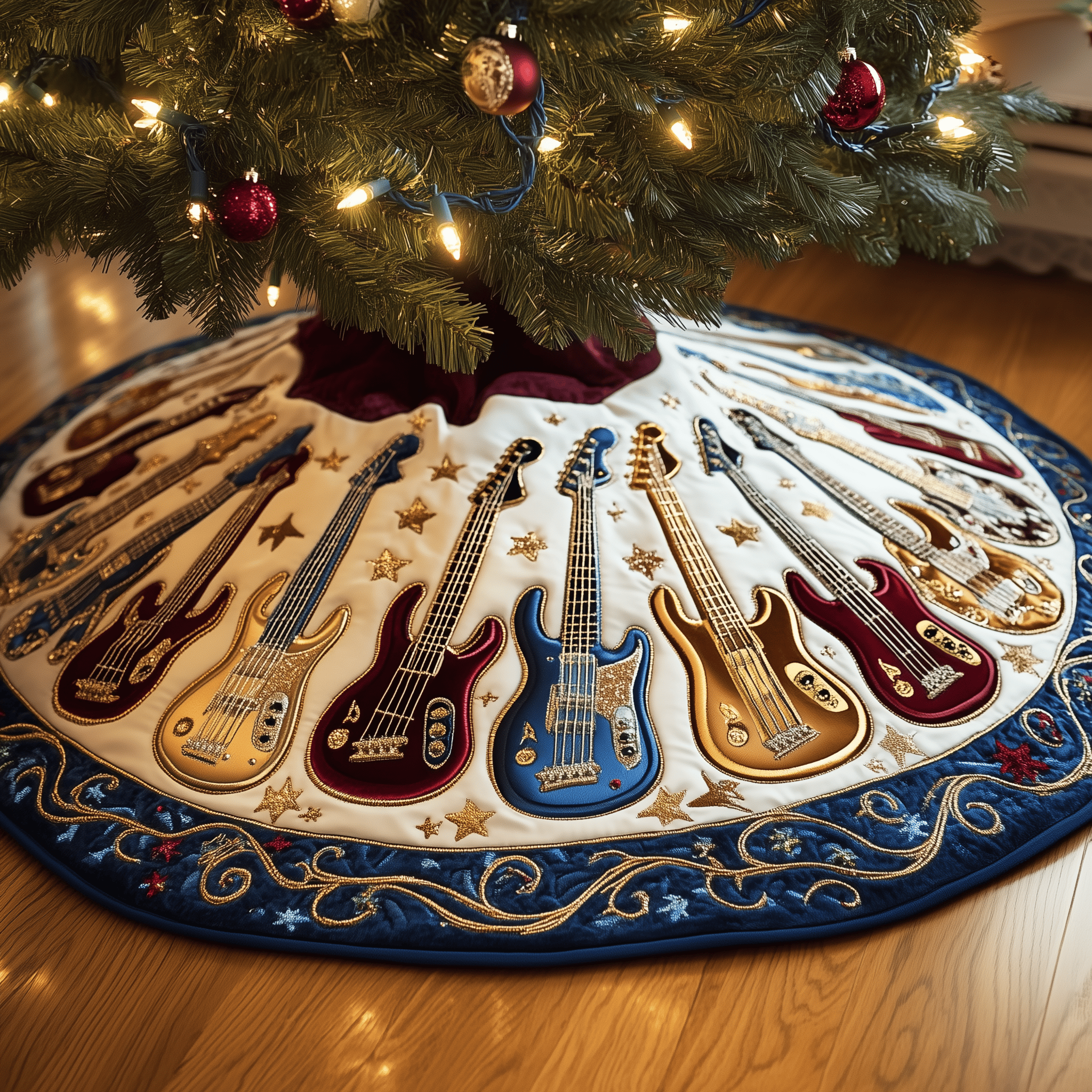 Guitar Bass Quilted Tree Skirt Enjoy a Festive and Worry-Free Holiday Season Guitar Bass Quilted Tree Skirt Enjoy a Festive and Worry-Free Holiday Season