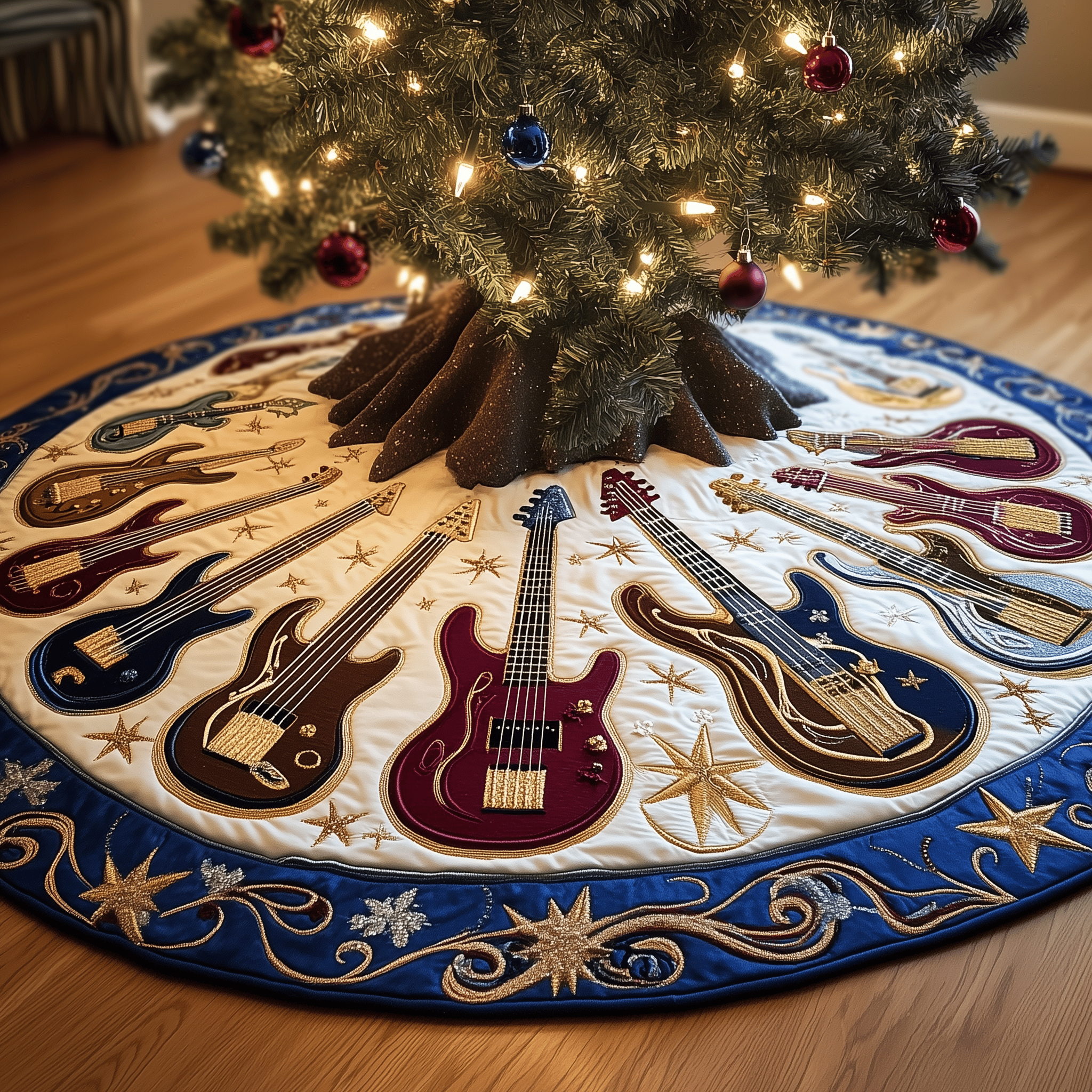 Guitar Bass Quilted Tree Skirt Style Meets Comfort in the Perfect Christmas Tree Skirt Guitar Bass Quilted Tree Skirt Style Meets Comfort in the Perfect Christmas Tree Skirt