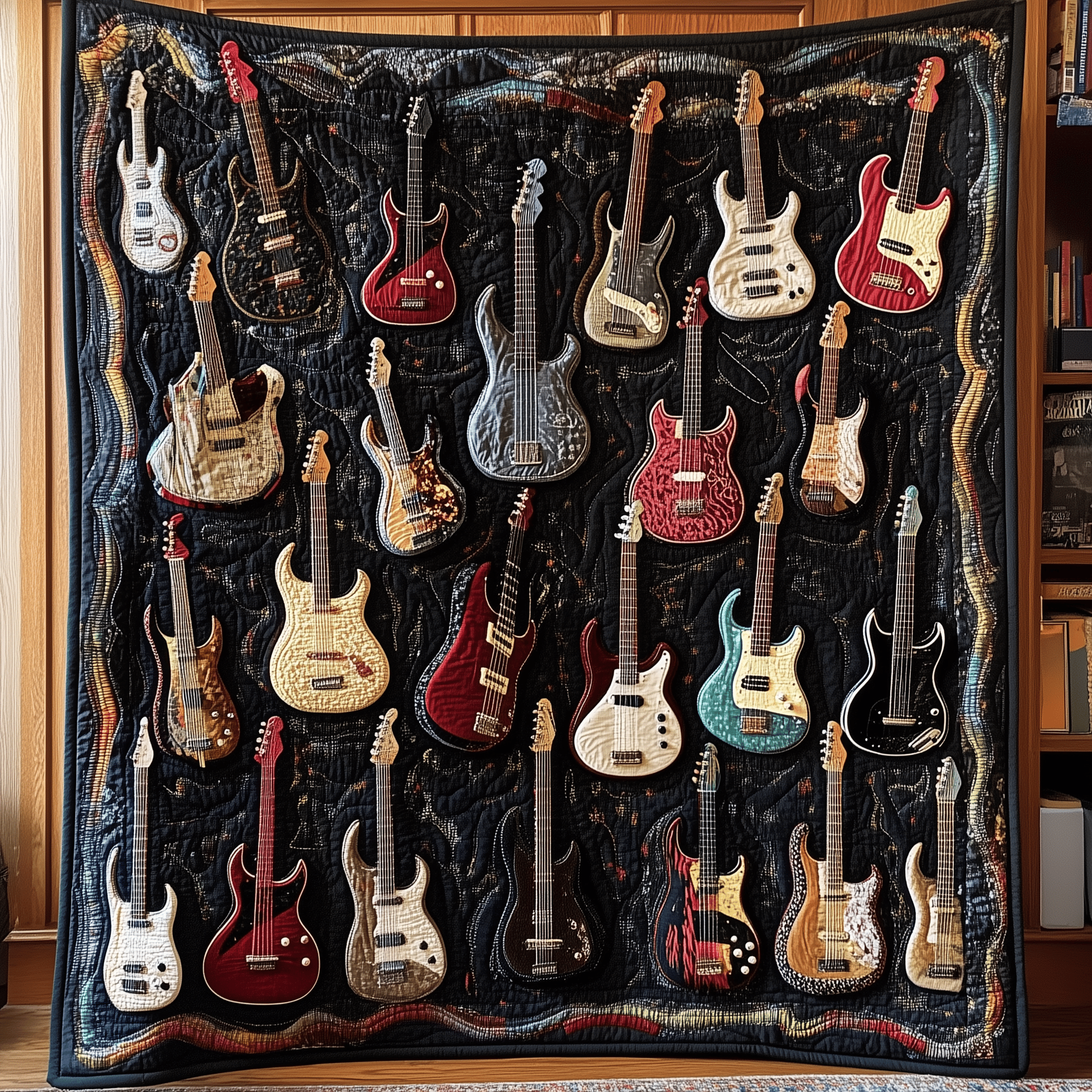 Guitar Motif Quilted Blanket Feel the Joy of Togetherness with Our Cozy Blanket Guitar Motif Quilted Blanket Feel the Joy of Togetherness with Our Cozy Blanket