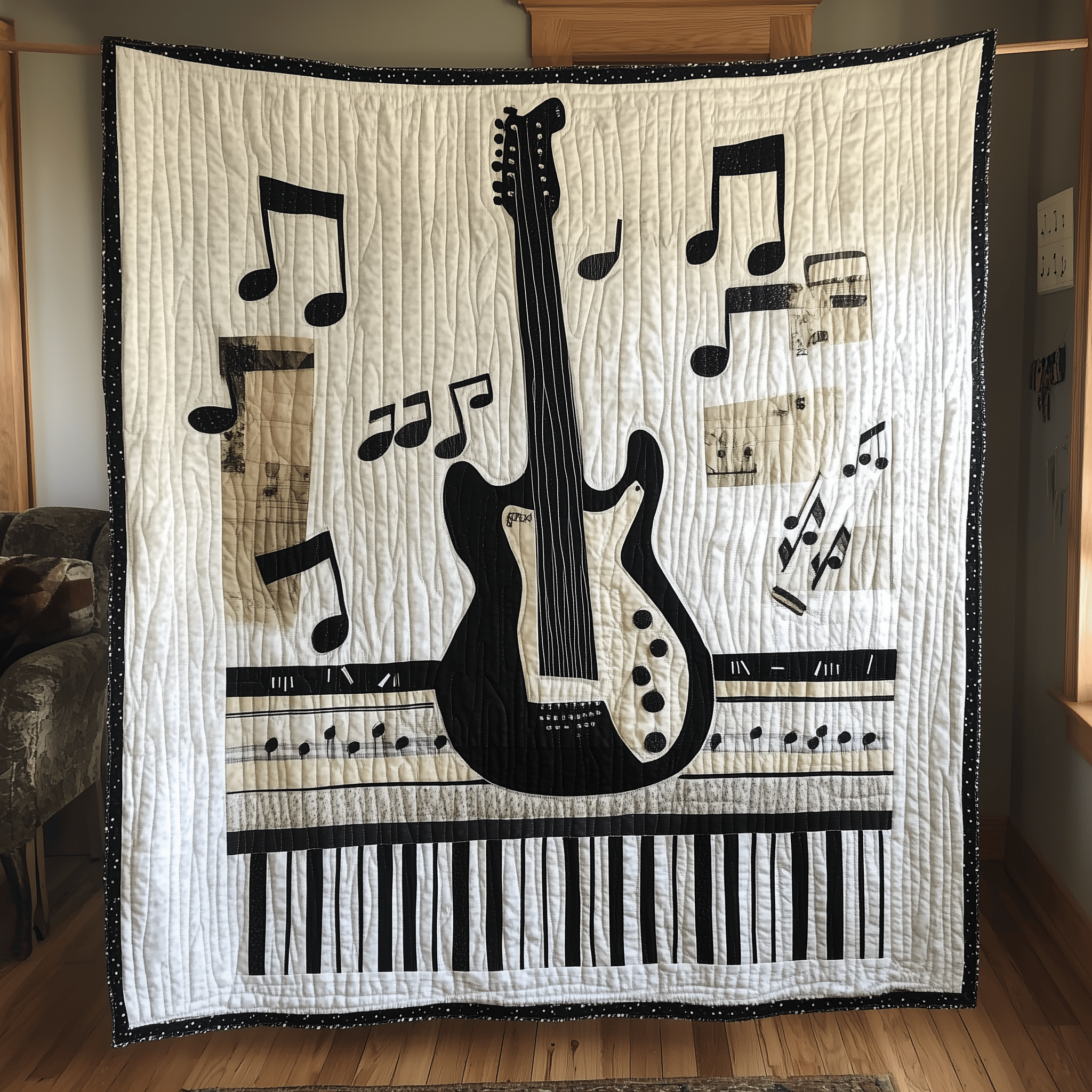 Guitar Music Quilted Blanket Celebrate Your Individuality with a Blanket That Speaks to You Guitar Music Quilted Blanket Celebrate Your Individuality with a Blanket That Speaks to You