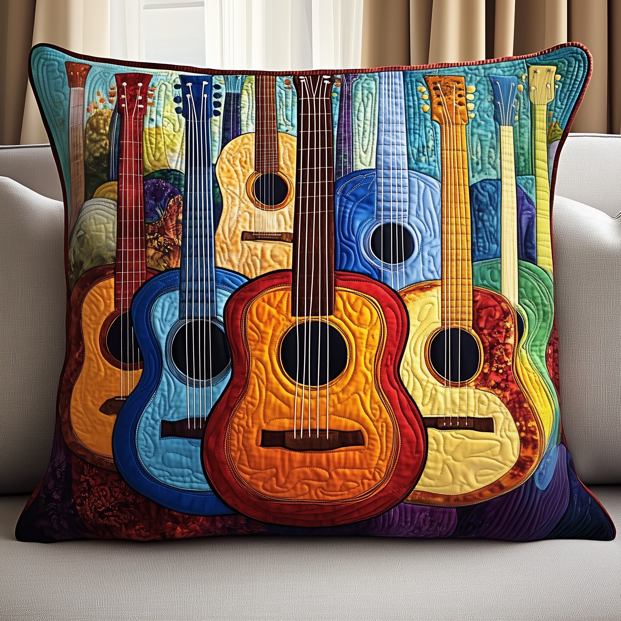 Guitar Quilted Pillow Case A Pillow Case That Loves You Back Guitar Quilted Pillow Case A Pillow Case That Loves You Back