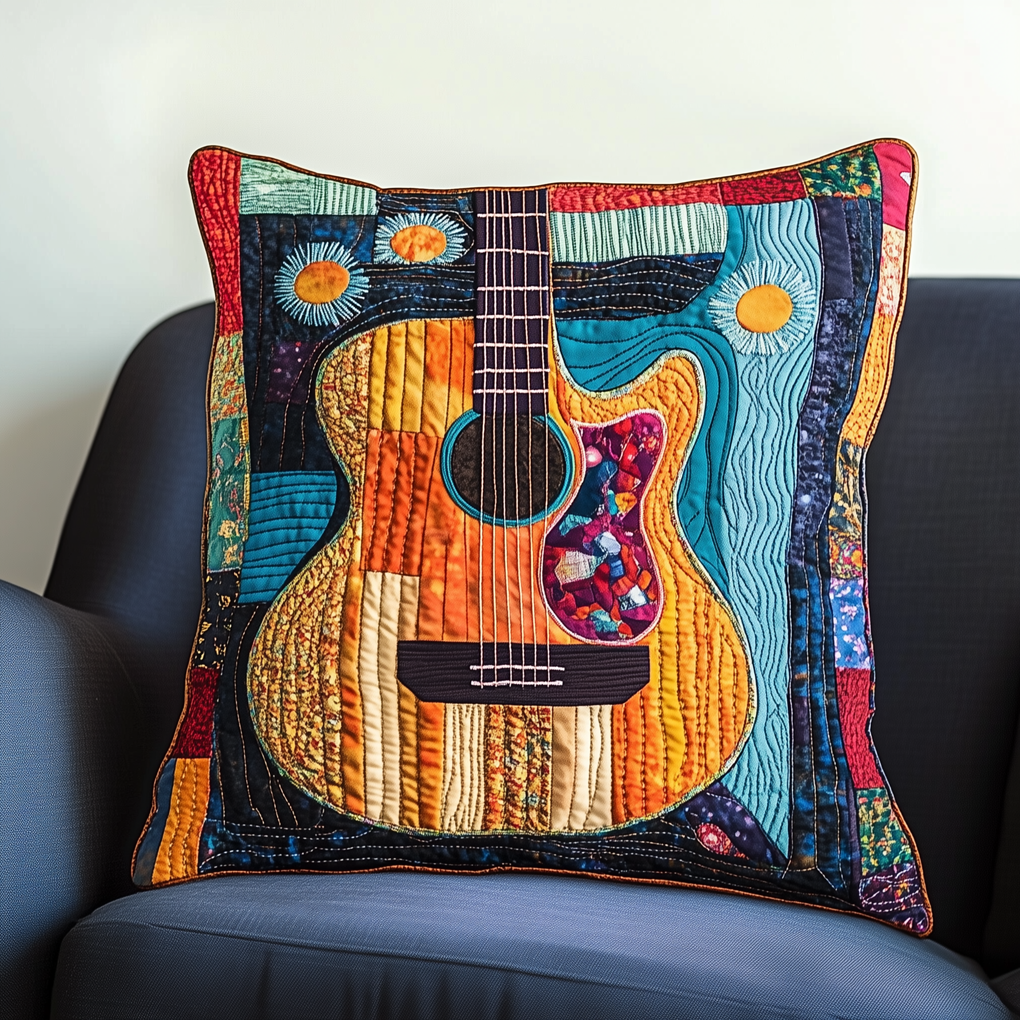 Guitar Quilted Pillow Case Celebrate Special Moments with Decorative Pillow Cases Guitar Quilted Pillow Case Celebrate Special Moments with Decorative Pillow Cases