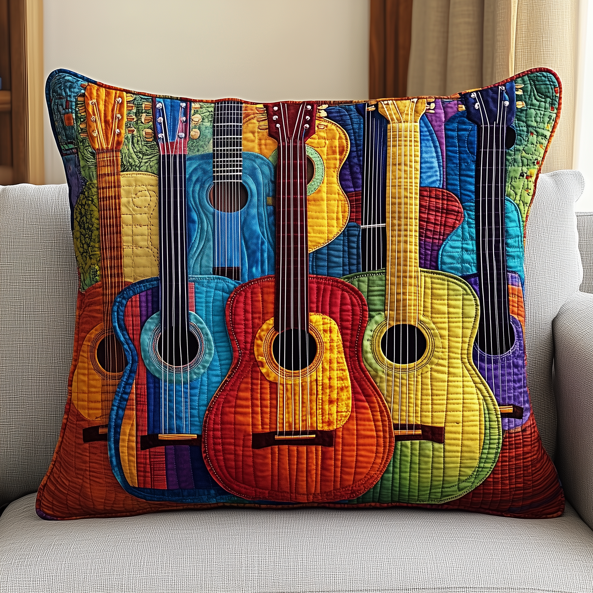 Guitar Quilted Pillow Case Feel the Power of Restful Nights Every Night Guitar Quilted Pillow Case Feel the Power of Restful Nights Every Night