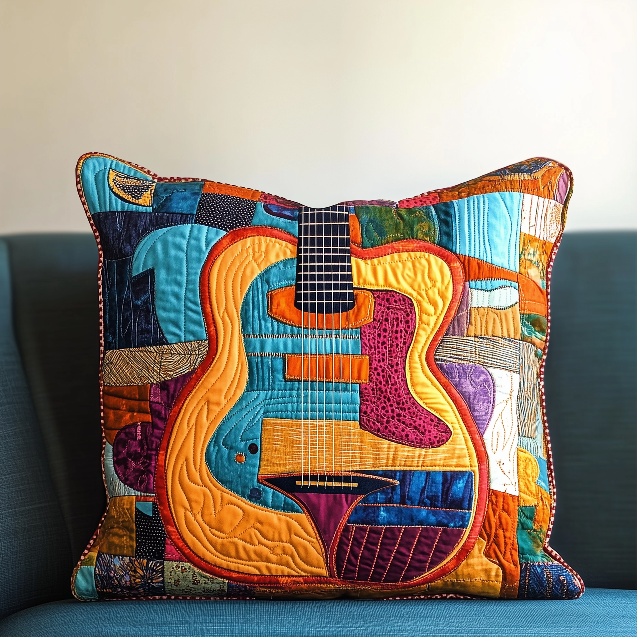 Guitar Quilted Pillow Case Feel the Season's Warmth with Cozy Pillow Cases Guitar Quilted Pillow Case Feel the Season's Warmth with Cozy Pillow Cases
