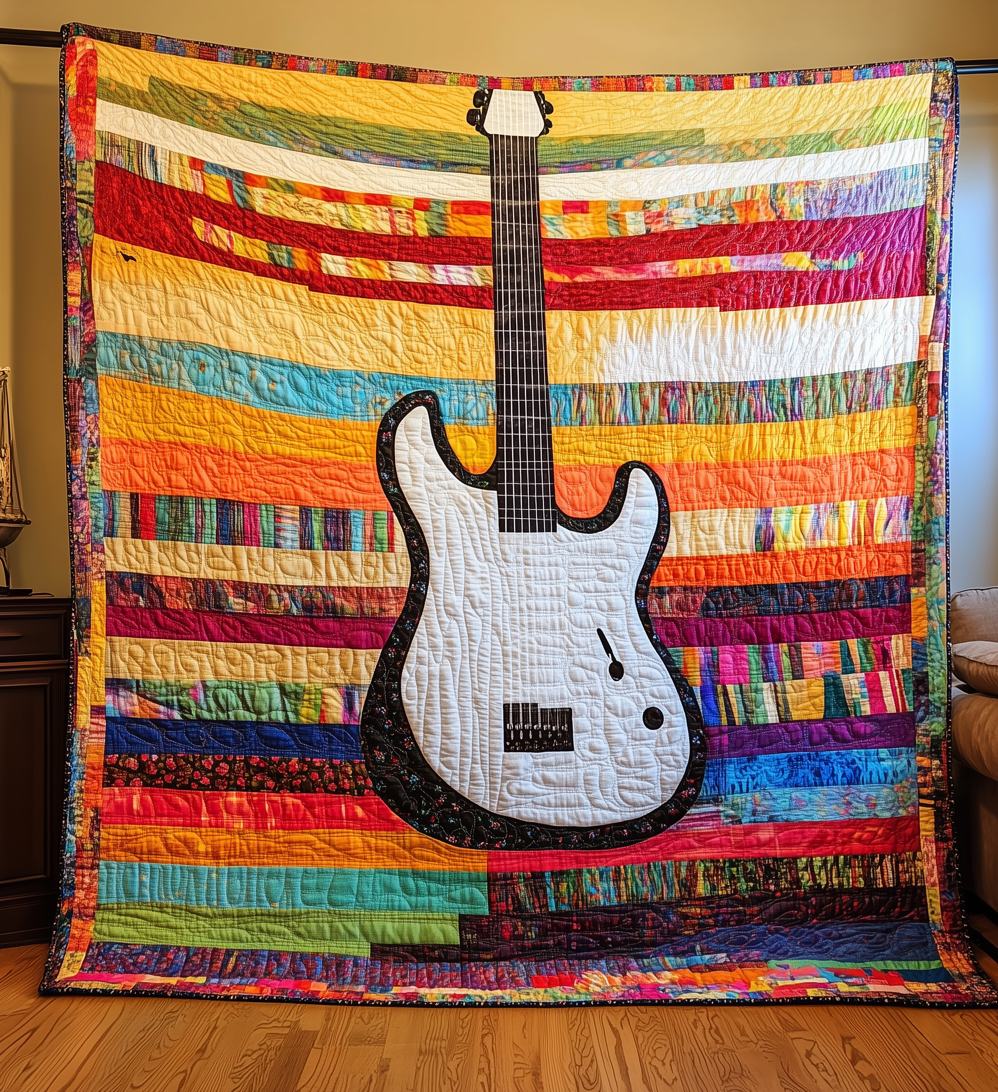 Guitar Rainbow Quilted Blanket Feel Inspired by a Blanket That's Anything But Ordinary Guitar Rainbow Quilted Blanket Feel Inspired by a Blanket That's Anything But Ordinary