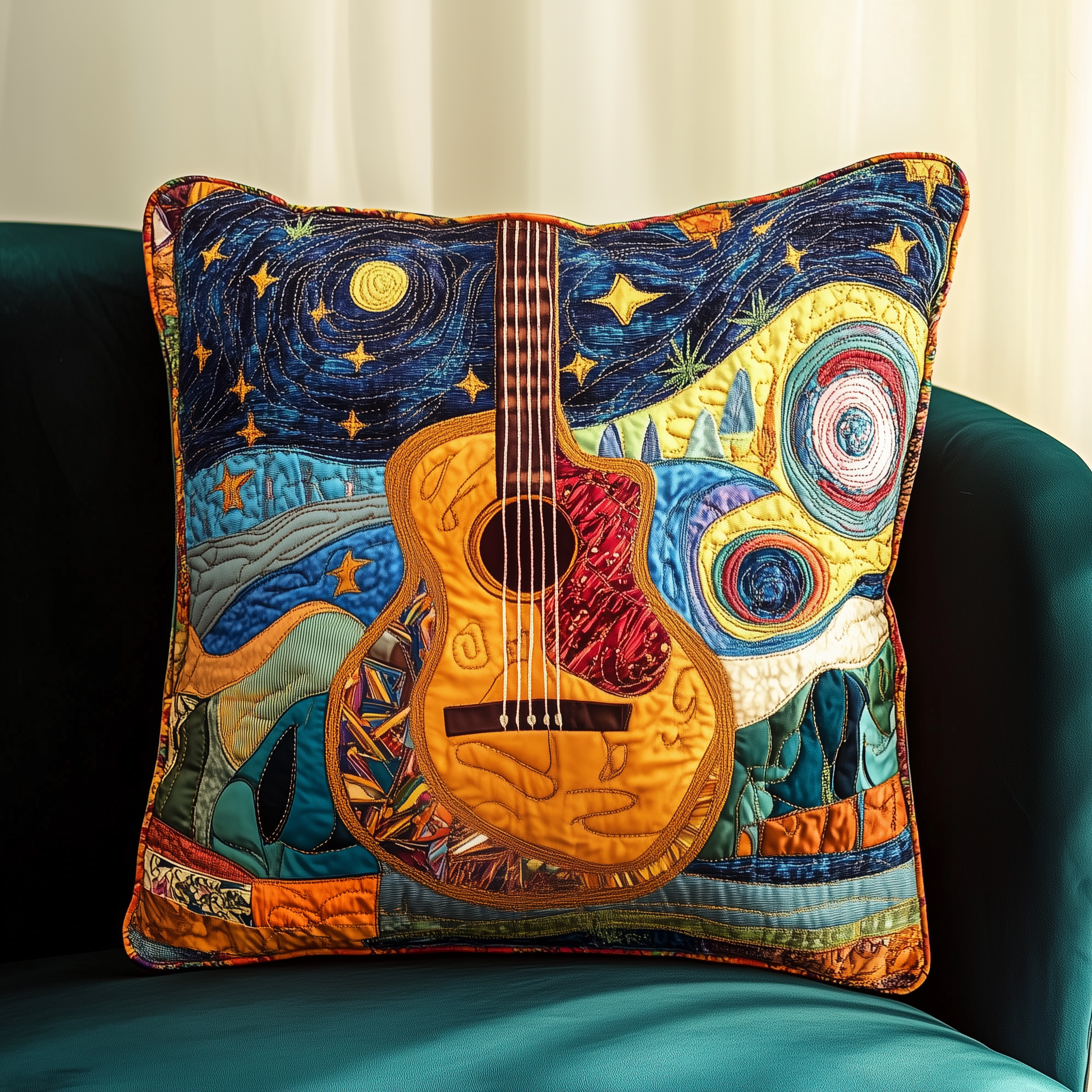Guitar Starry Night Quilted Pillow Case Start and End Your Day with Pillow Cases You Love Guitar Starry Night Quilted Pillow Case Start and End Your Day with Pillow Cases You Love