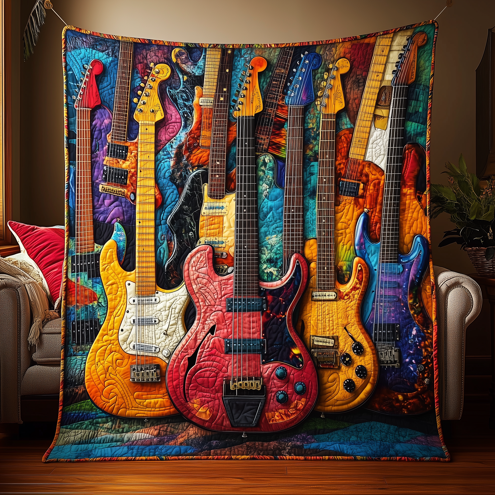 Guitar Sunrise Quilted Blanket A Blanket for Every Season and Every Mood Guitar Sunrise Quilted Blanket A Blanket for Every Season and Every Mood