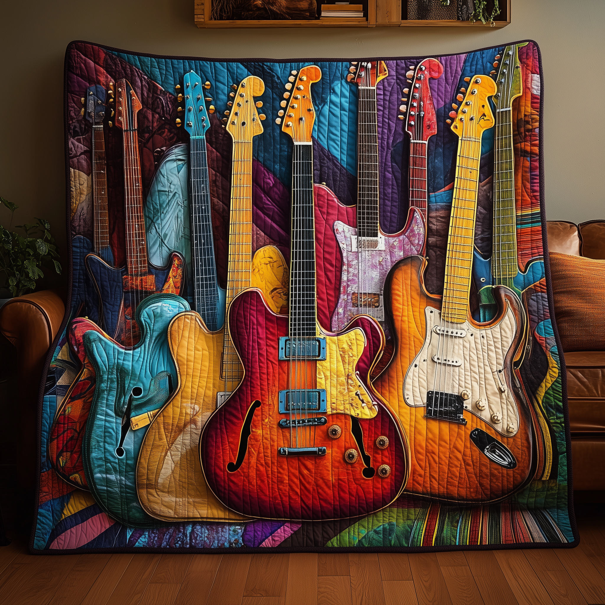 Guitar Sunrise Quilted Blanket Feel the Magic of Family Time with a Blanket That Fits All Guitar Sunrise Quilted Blanket Feel the Magic of Family Time with a Blanket That Fits All