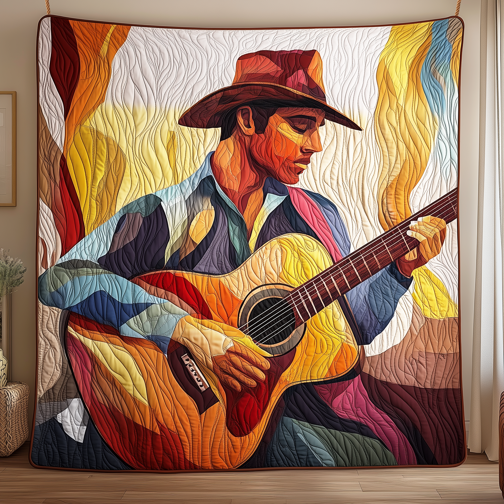 Guitarist Vibrant Melodies Quilted Blanket Create Warm Memories with Our Blanket for All Ages Guitarist Vibrant Melodies Quilted Blanket Create Warm Memories with Our Blanket for All Ages