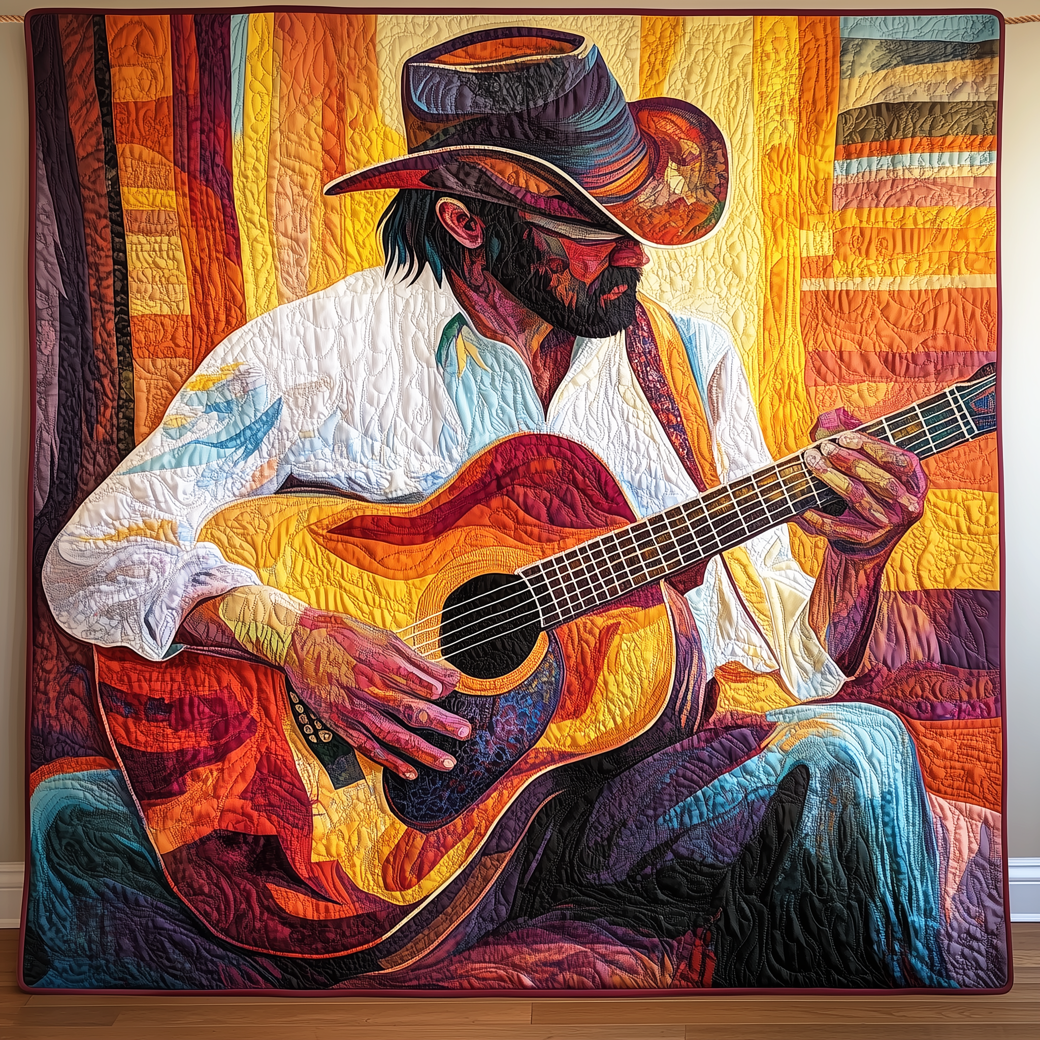Guitarist Vibrant Melodies Quilted Blanket Enjoy Cozy Moments Together with the Perfect Blanket Guitarist Vibrant Melodies Quilted Blanket Enjoy Cozy Moments Together with the Perfect Blanket