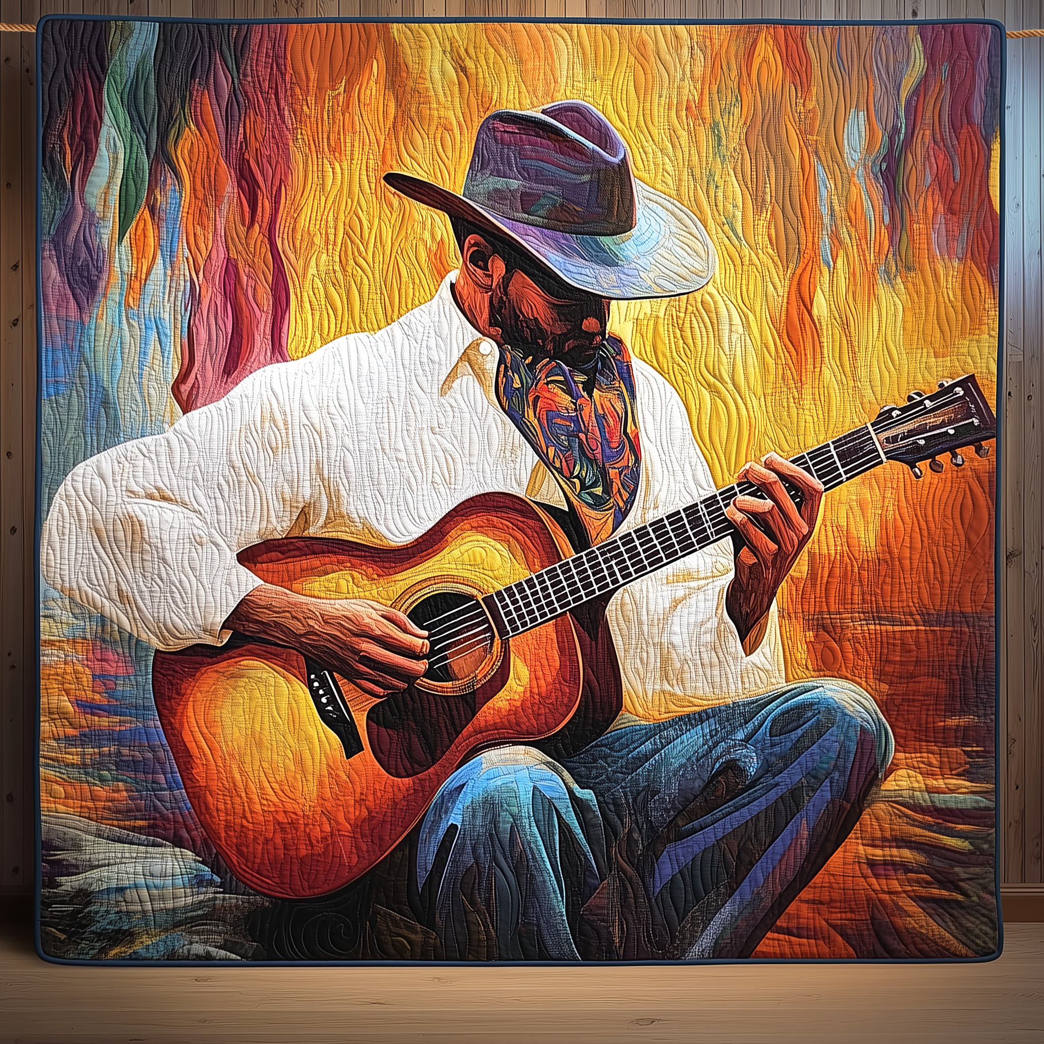 Guitarist Vibrant Melodies Quilted Blanket Feel the Heart of Home with a Blanket That Embraces All Guitarist Vibrant Melodies Quilted Blanket Feel the Heart of Home with a Blanket That Embraces All