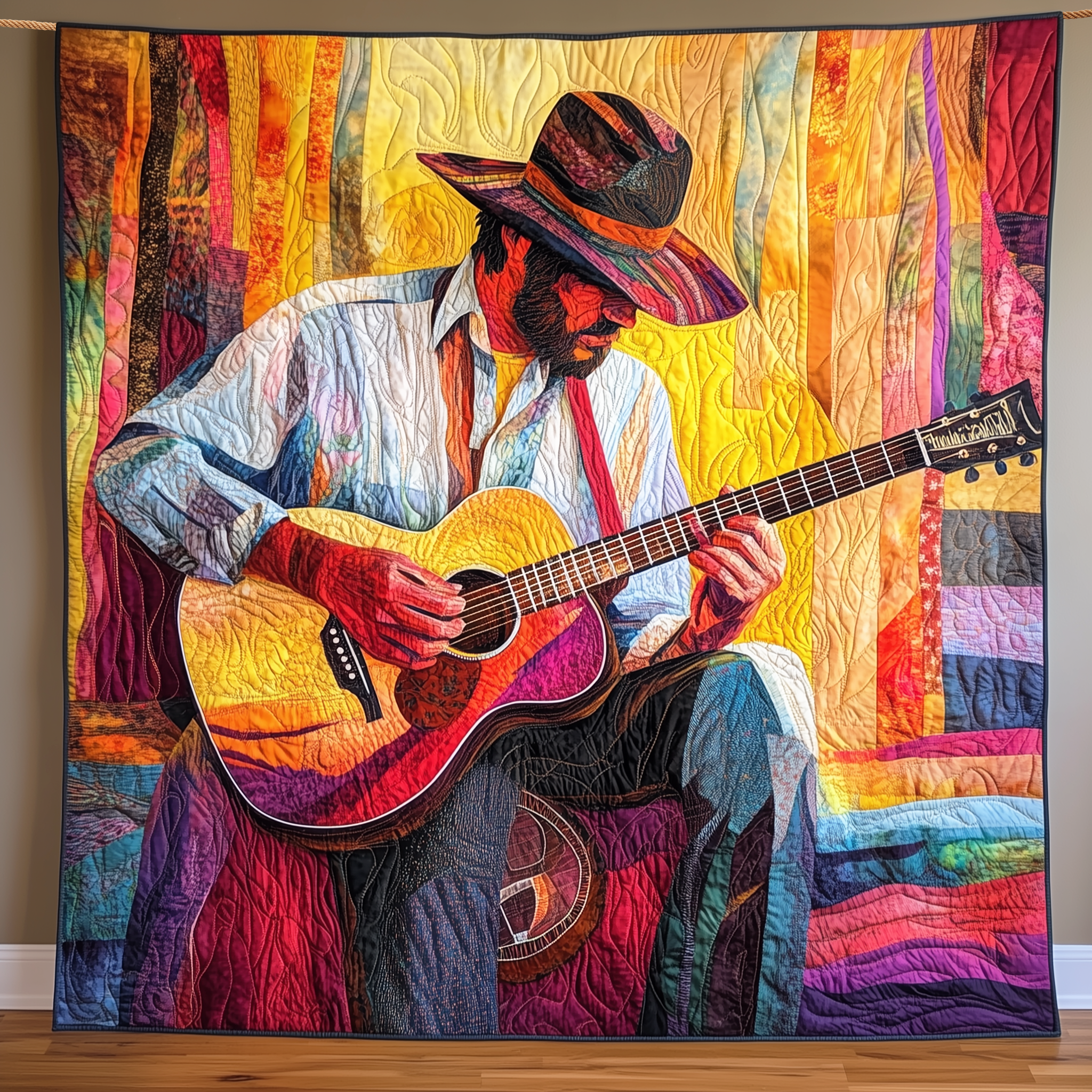 Guitarist Vibrant Melodies Quilted Blanket Feel the Magic of Family Time with a Blanket That Fits All Guitarist Vibrant Melodies Quilted Blanket Feel the Magic of Family Time with a Blanket That Fits All