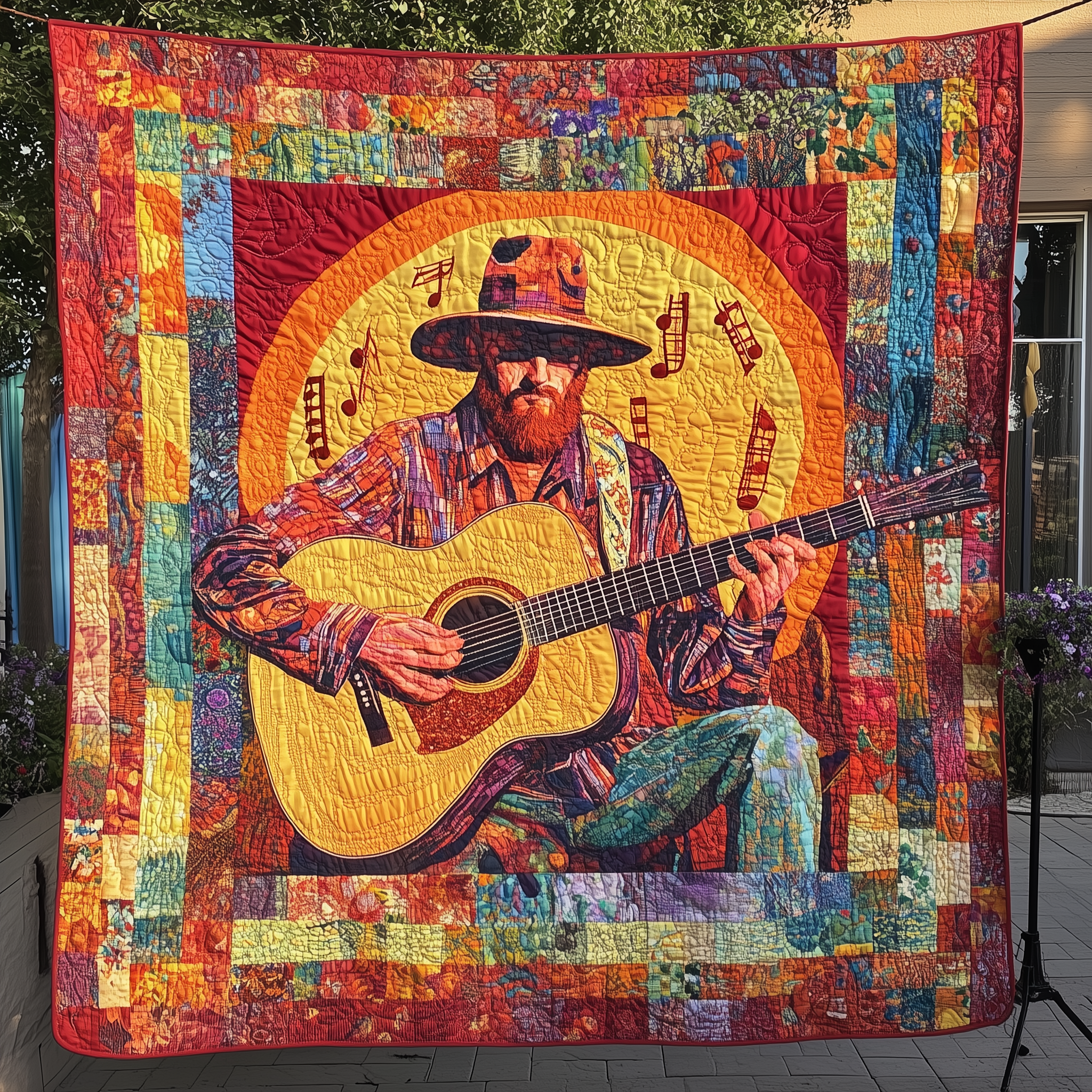 Guitarist Vibrant Melodies Quilted Blanket Snuggle Up with a Blanket That Brings Everyone Closer Guitarist Vibrant Melodies Quilted Blanket Snuggle Up with a Blanket That Brings Everyone Closer