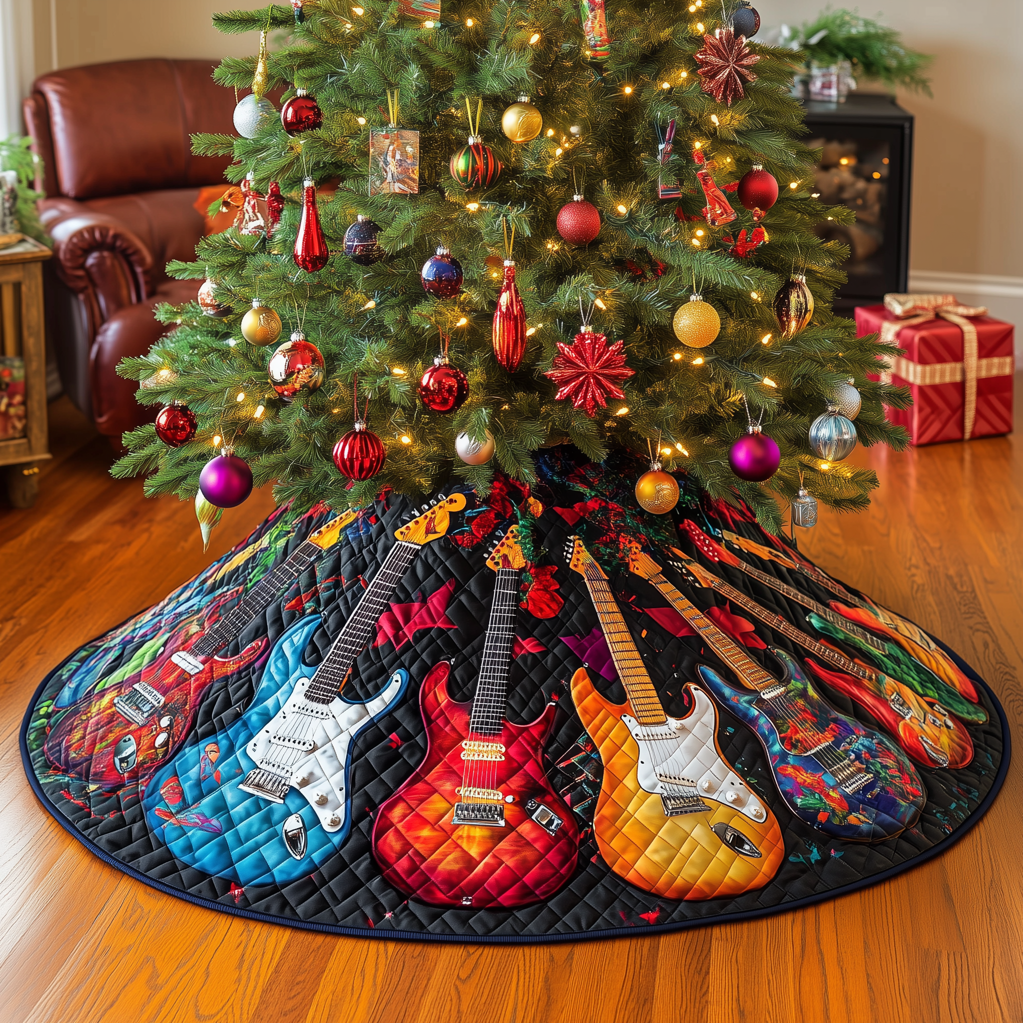 Guitars Quilted Tree Skirt Celebrate Traditions Safely with a Timeless Tree Skirt Guitars Quilted Tree Skirt Celebrate Traditions Safely with a Timeless Tree Skirt