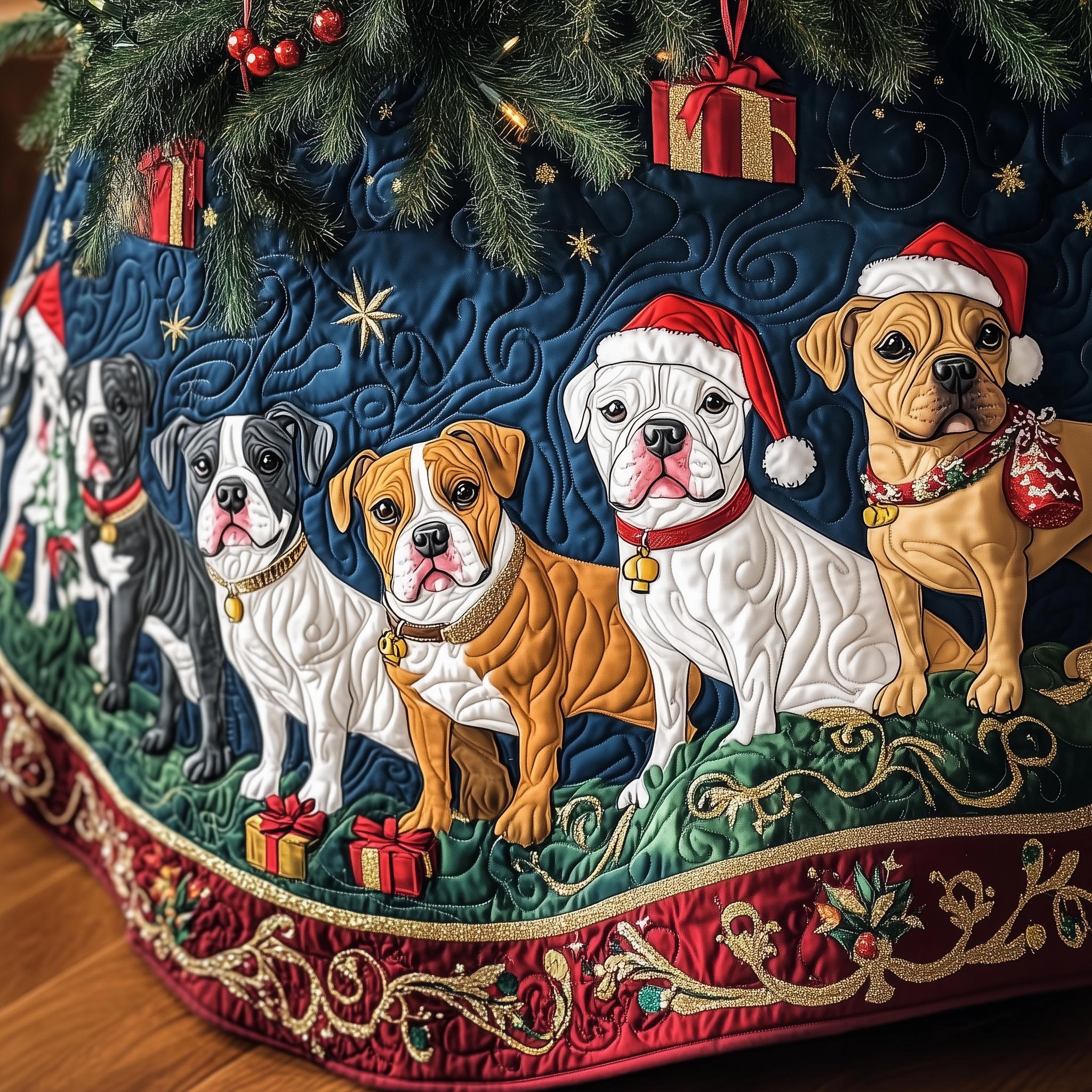 Happy Bulldog Christmas Quilted Tree Skirt Bring Joy to Your Home with a Trustworthy Tree Skirt Happy Bulldog Christmas Quilted Tree Skirt Bring Joy to Your Home with a Trustworthy Tree Skirt