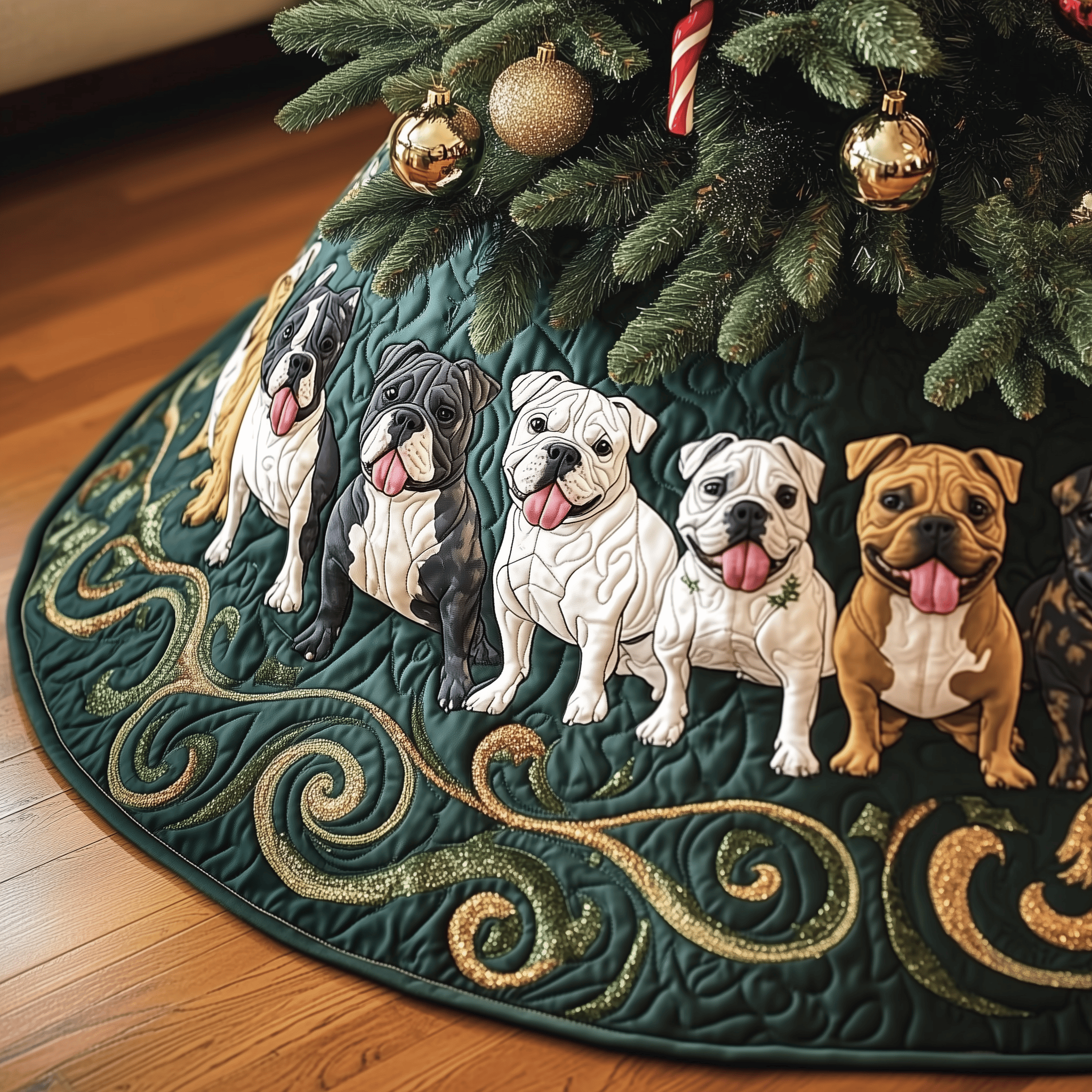 Happy Bulldog Christmas Quilted Tree Skirt Feel Closer to Home with Safe Holiday Decor Happy Bulldog Christmas Quilted Tree Skirt Feel Closer to Home with Safe Holiday Decor