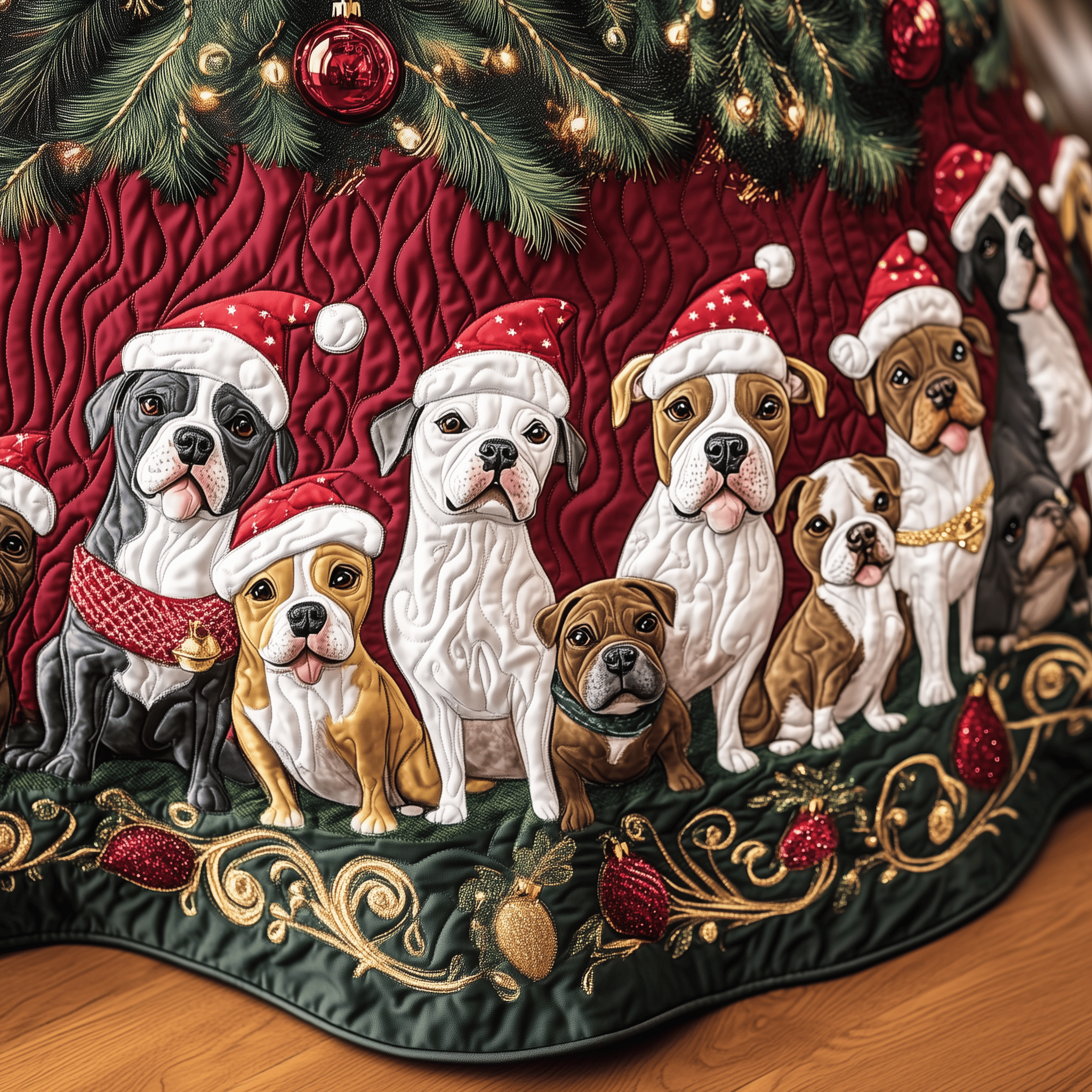 Happy Bulldog Christmas Quilted Tree Skirt Keep Your Loved Ones Safe with the Perfect Tree Skirt Happy Bulldog Christmas Quilted Tree Skirt Keep Your Loved Ones Safe with the Perfect Tree Skirt