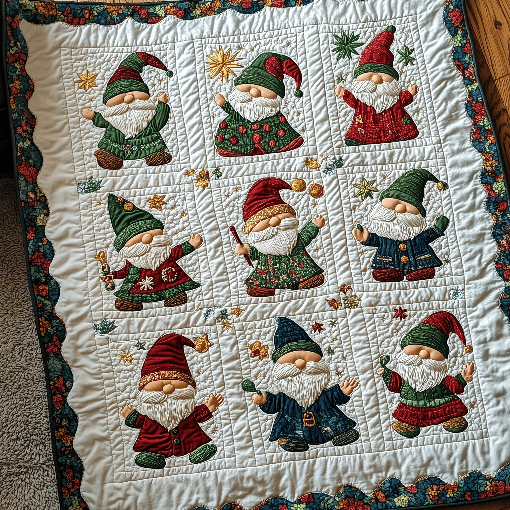 Happy Gnomes Quilted Blanket Create Warm Memories with Our Blanket for All Ages Happy Gnomes Quilted Blanket Create Warm Memories with Our Blanket for All Ages