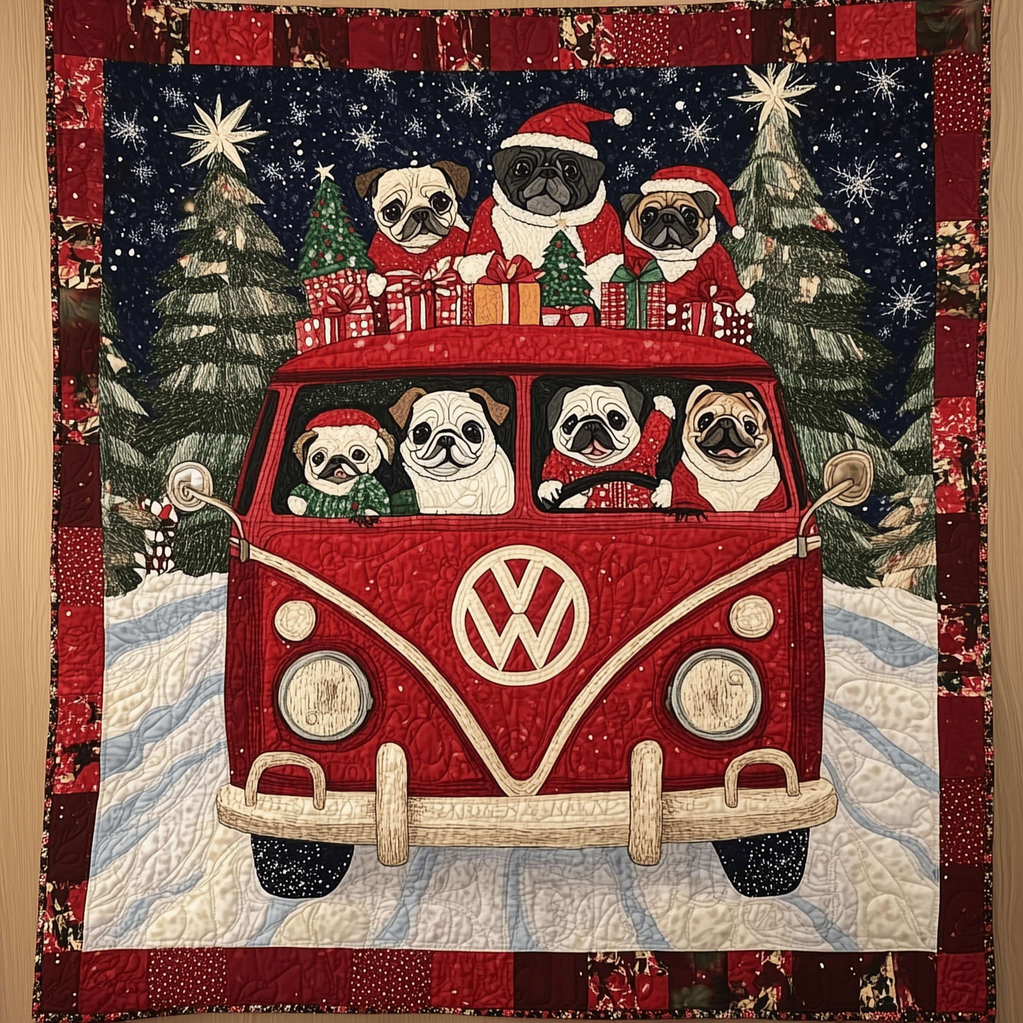 Happy Holiday Pugs Quilted Blanket Feel the Power of Personalized Comfort with Our Blanket Happy Holiday Pugs Quilted Blanket Feel the Power of Personalized Comfort with Our Blanket