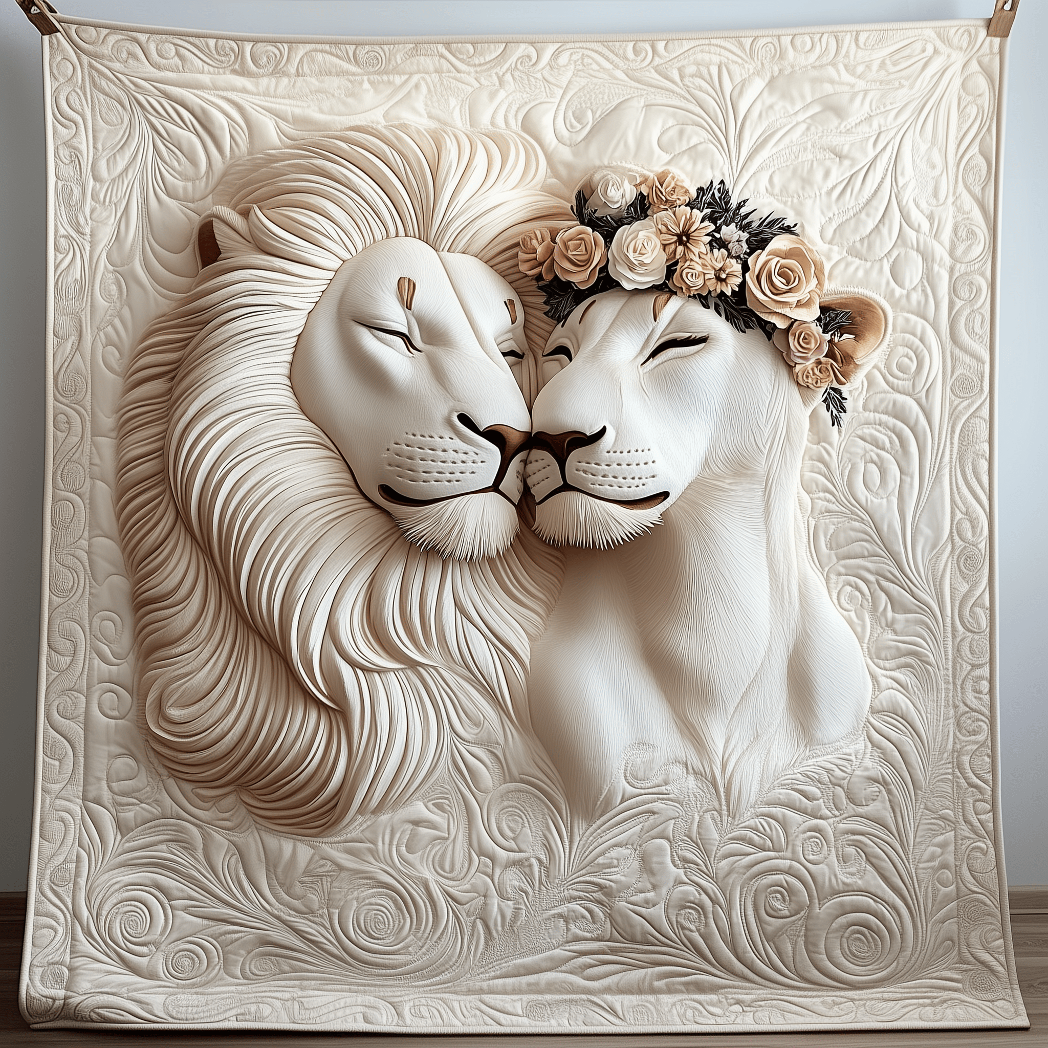 Happy Lion Couple Quilted Blanket Create Warm Memories with Our Blanket for All Ages Happy Lion Couple Quilted Blanket Create Warm Memories with Our Blanket for All Ages