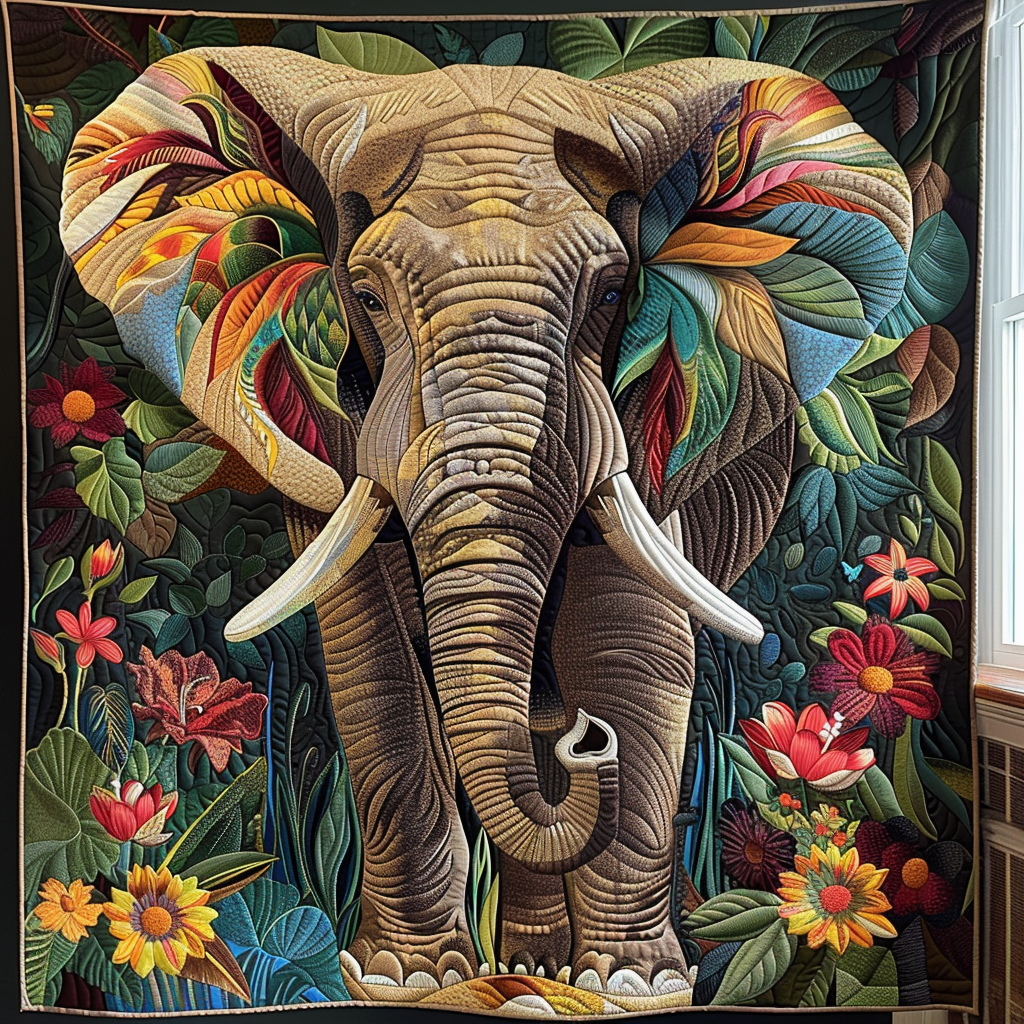 Harmony in Ivory Quilted Blanket Gift Ideas For Elephant Lovers Harmony in Ivory Quilted Blanket Gift Ideas For Elephant Lovers