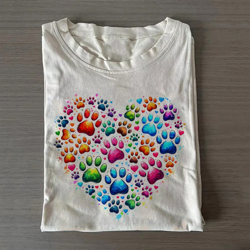 Heart Colorful Dog Paws T-shirt Mother's Day Gifts For For Wife From Husband Heart Colorful Dog Paws T-shirt Mother's Day Gifts For For Wife From Husband
