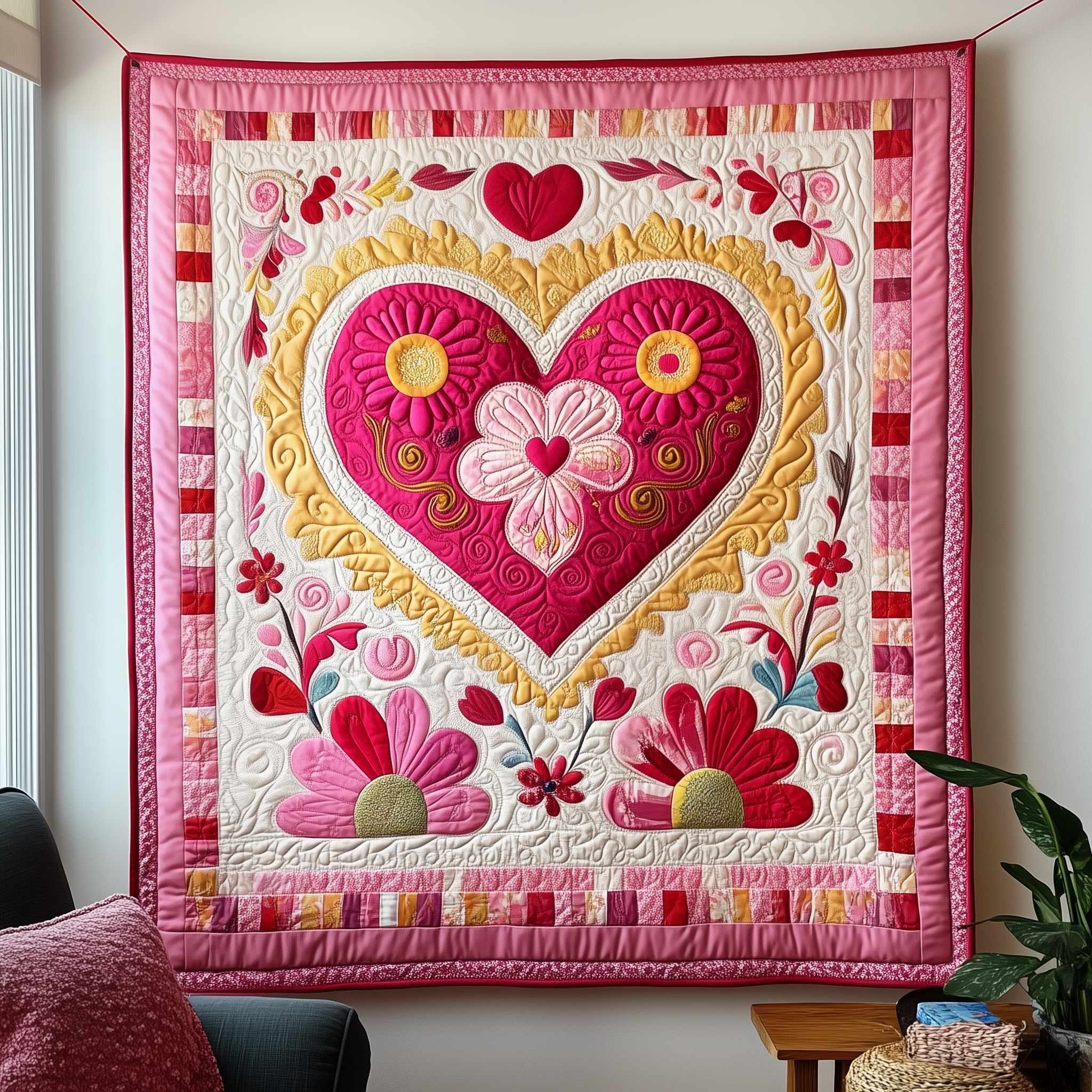 Heart In Bloom Quilted Blanket Unique Throw Blanket Item Merch First Valentine Gift For Boyfriend Heart In Bloom Quilted Blanket Unique Throw Blanket Item Merch First Valentine Gift For Boyfriend