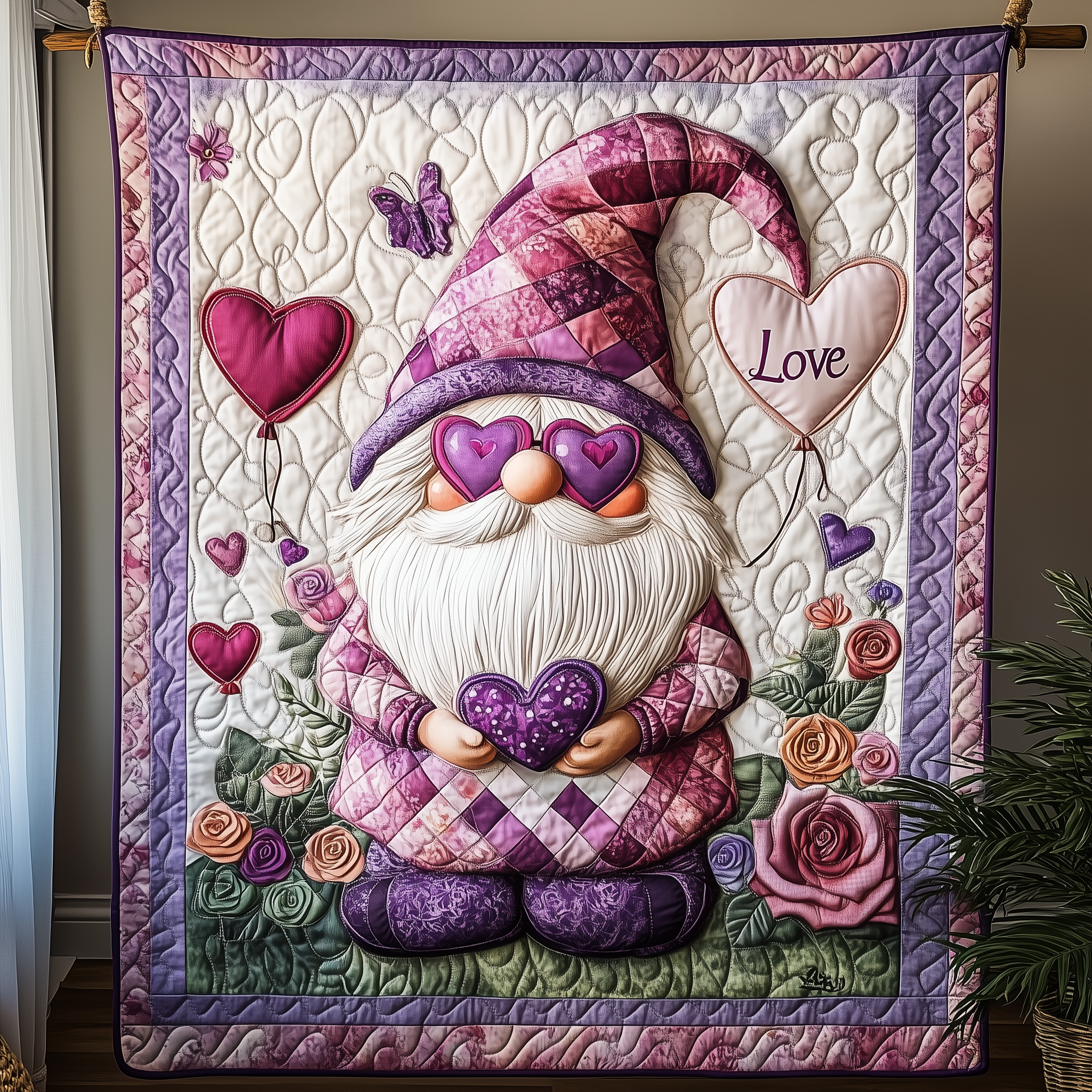 Heartful Gnomes Quilted Blanket Best Throw Blanket Valentines Day Gift Ideas For Her Heartful Gnomes Quilted Blanket Best Throw Blanket Valentines Day Gift Ideas For Her