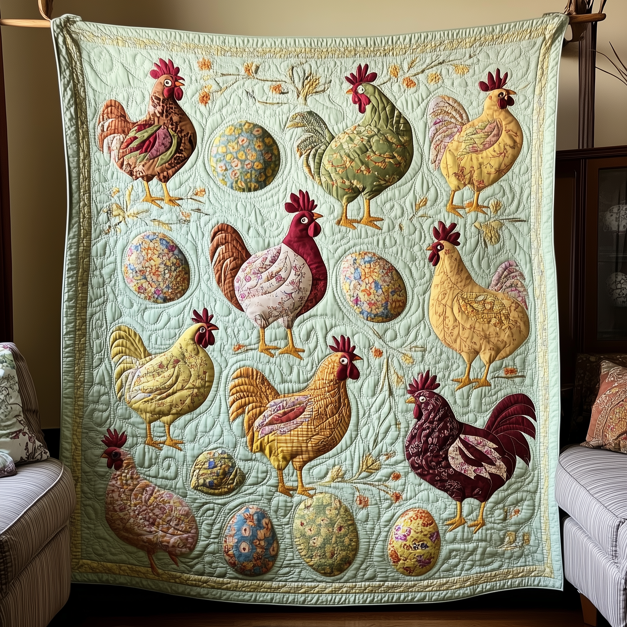 Hens Quilted Blanket Feel the Elegance of a Blanket That's Truly Yours Hens Quilted Blanket Feel the Elegance of a Blanket That's Truly Yours