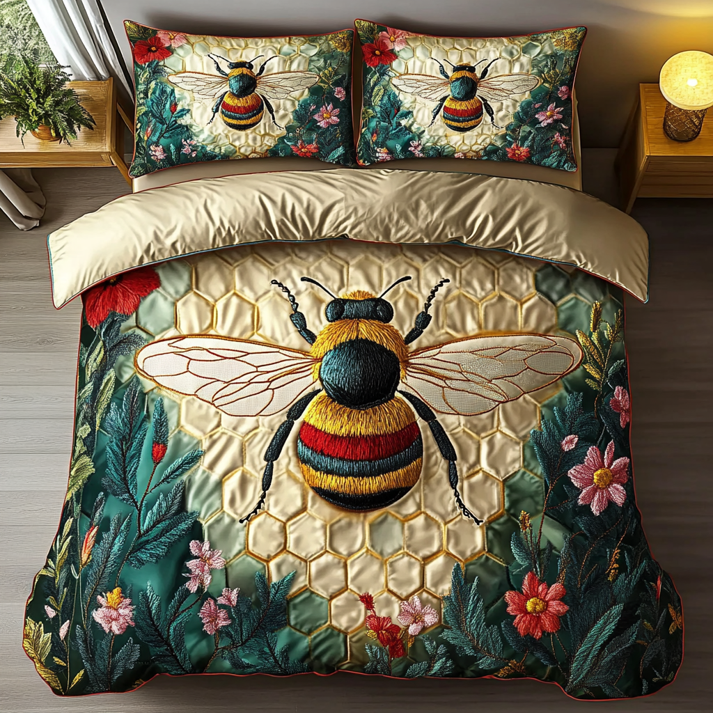 Hive Delight Quilted Bedding Set Unique Bee Gifts Hive Delight Quilted Bedding Set Unique Bee Gifts