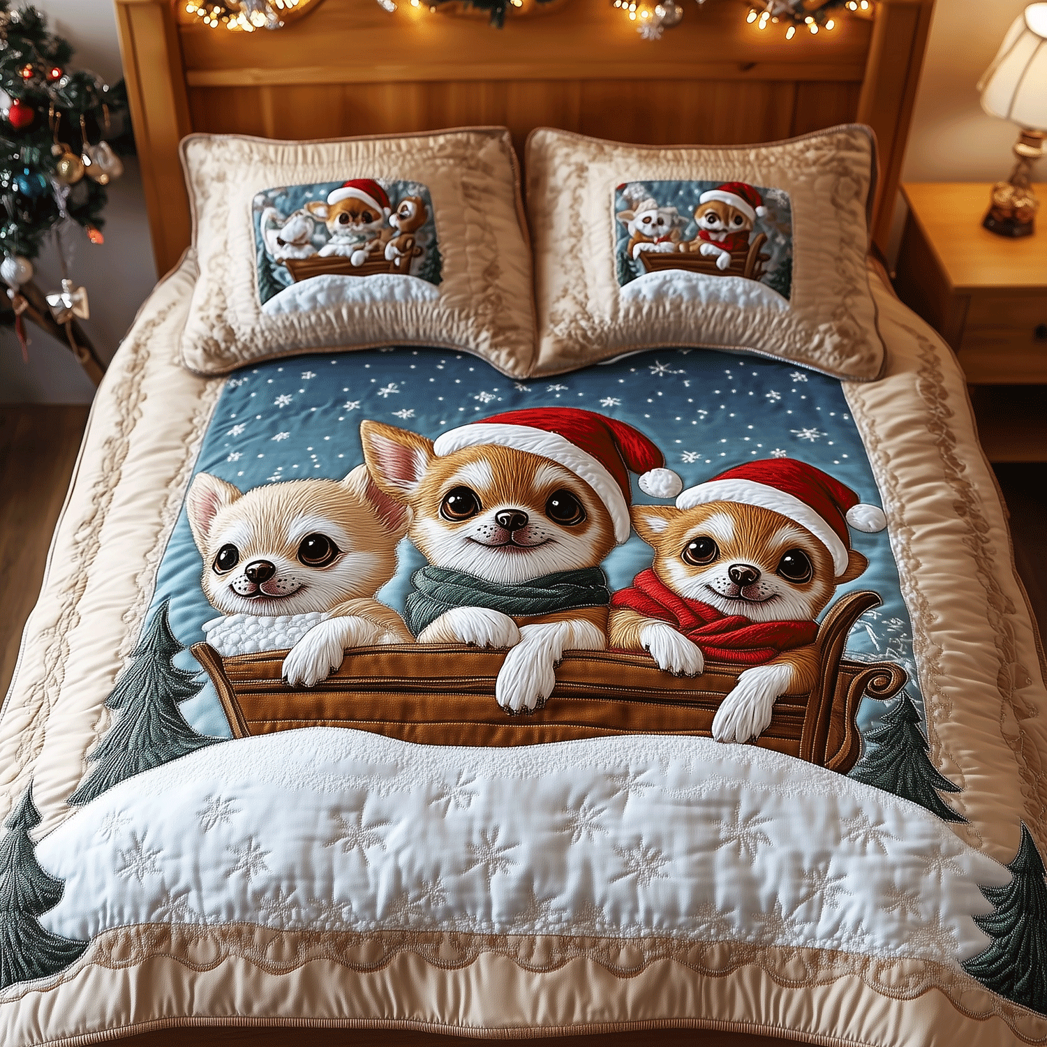 Holiday Chi Delight Quilted Bedding Set Chihuahua Mom Gifts Holiday Chi Delight Quilted Bedding Set Chihuahua Mom Gifts