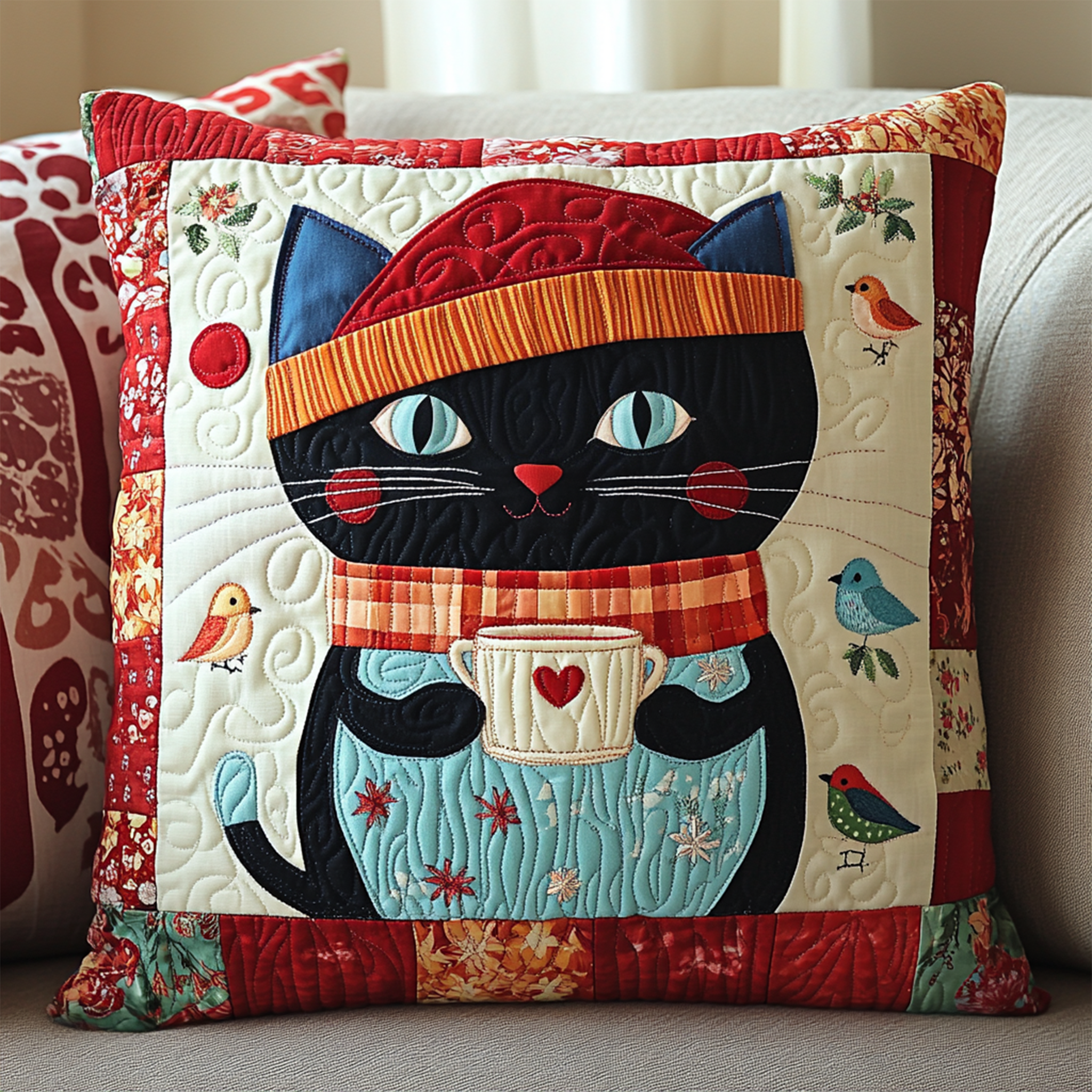 Holiday Chilling Kitty Quilted Pillow Case Celebrate Your Sleep Journey with Premium Pillow Cases Holiday Chilling Kitty Quilted Pillow Case Celebrate Your Sleep Journey with Premium Pillow Cases