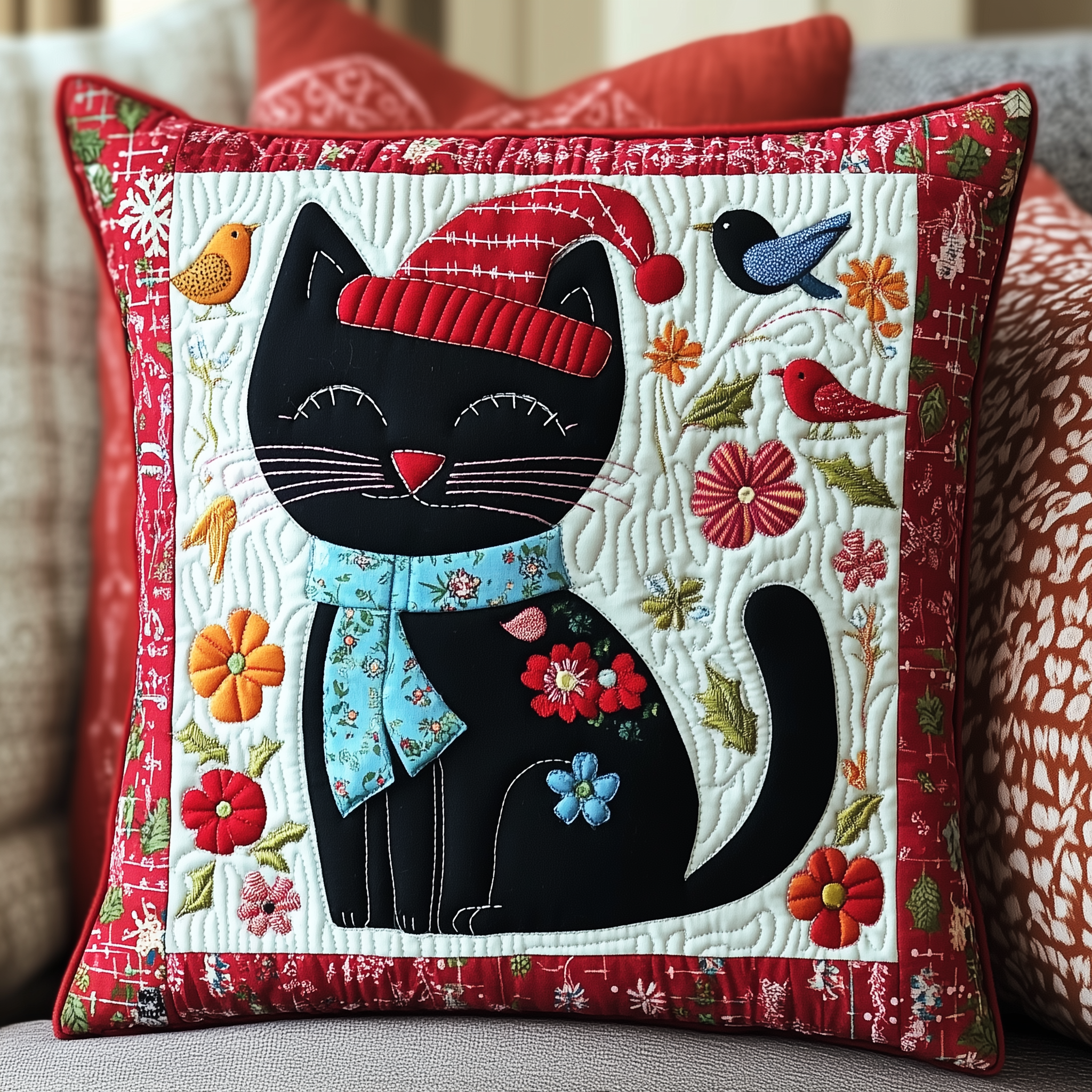 Holiday Chilling Kitty Quilted Pillow Case Feel the Comfort of Home with a Luxurious Pillow Case Holiday Chilling Kitty Quilted Pillow Case Feel the Comfort of Home with a Luxurious Pillow Case
