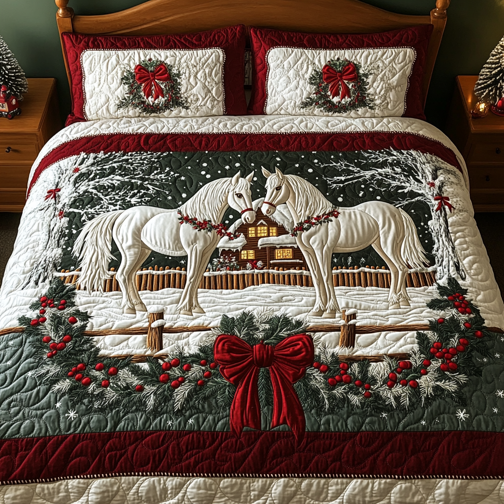 Holiday Herd Quilted Bedding Set Gifts For Horse Lovers Holiday Herd Quilted Bedding Set Gifts For Horse Lovers