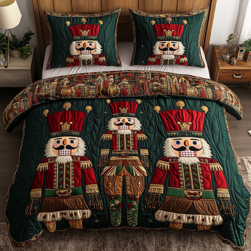 Holiday Nutcracker Charm Quilted Bedding Set Nutcracker Gift Items Holiday Nutcracker Charm Quilted Bedding Set Nutcracker Gift Items