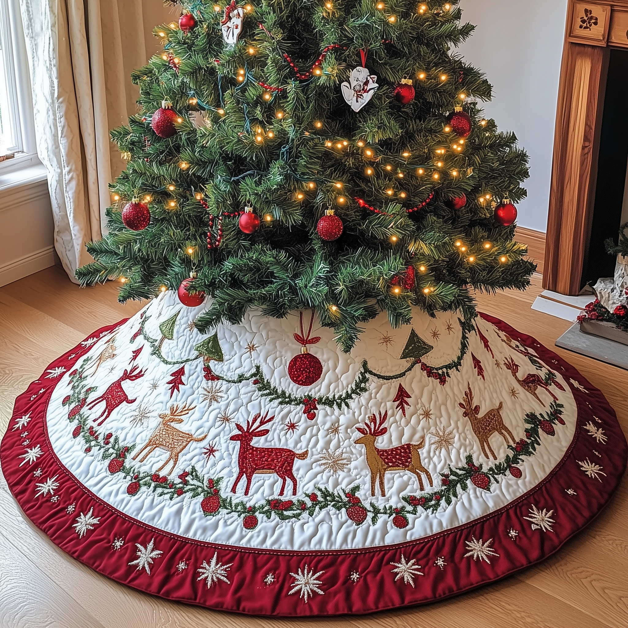 Holiday Reindeer Quilted Tree Skirt Wrap Your Holidays in Comfort with the Right Tree Skirt Holiday Reindeer Quilted Tree Skirt Wrap Your Holidays in Comfort with the Right Tree Skirt