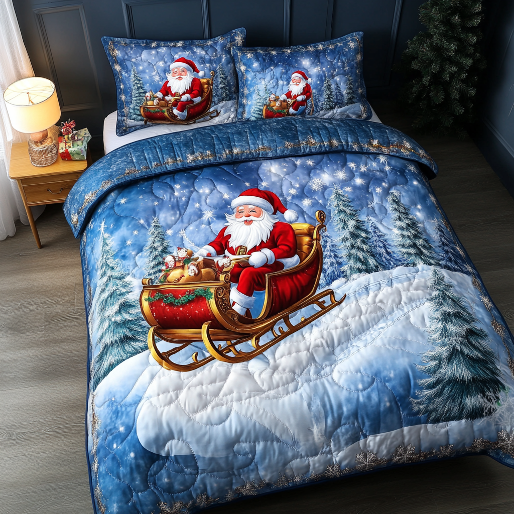 Holiday Sleigh Ride Quilted Bedding Set Funny Secret Santa Gifts Holiday Sleigh Ride Quilted Bedding Set Funny Secret Santa Gifts