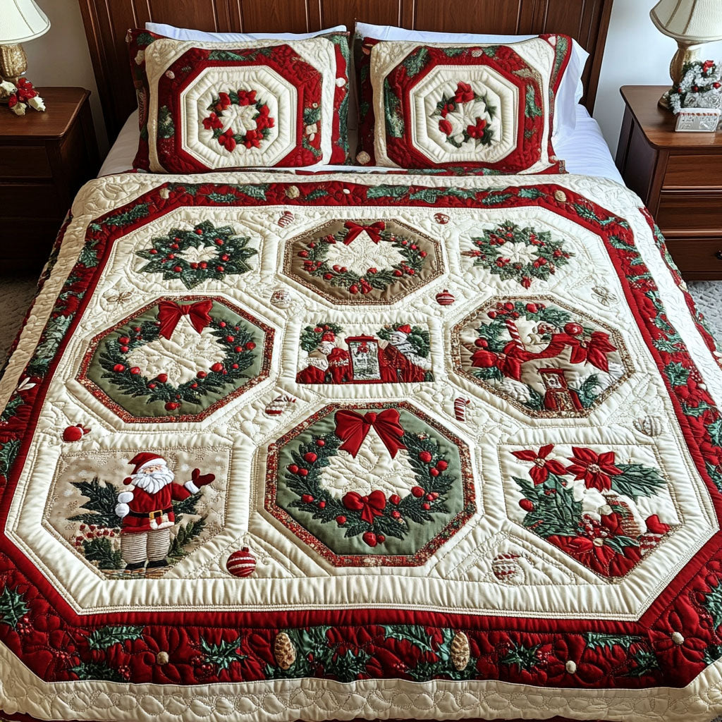 Holly Jolly Haven Quilted Bedding Set Corporate Holiday Gifts Holly Jolly Haven Quilted Bedding Set Corporate Holiday Gifts