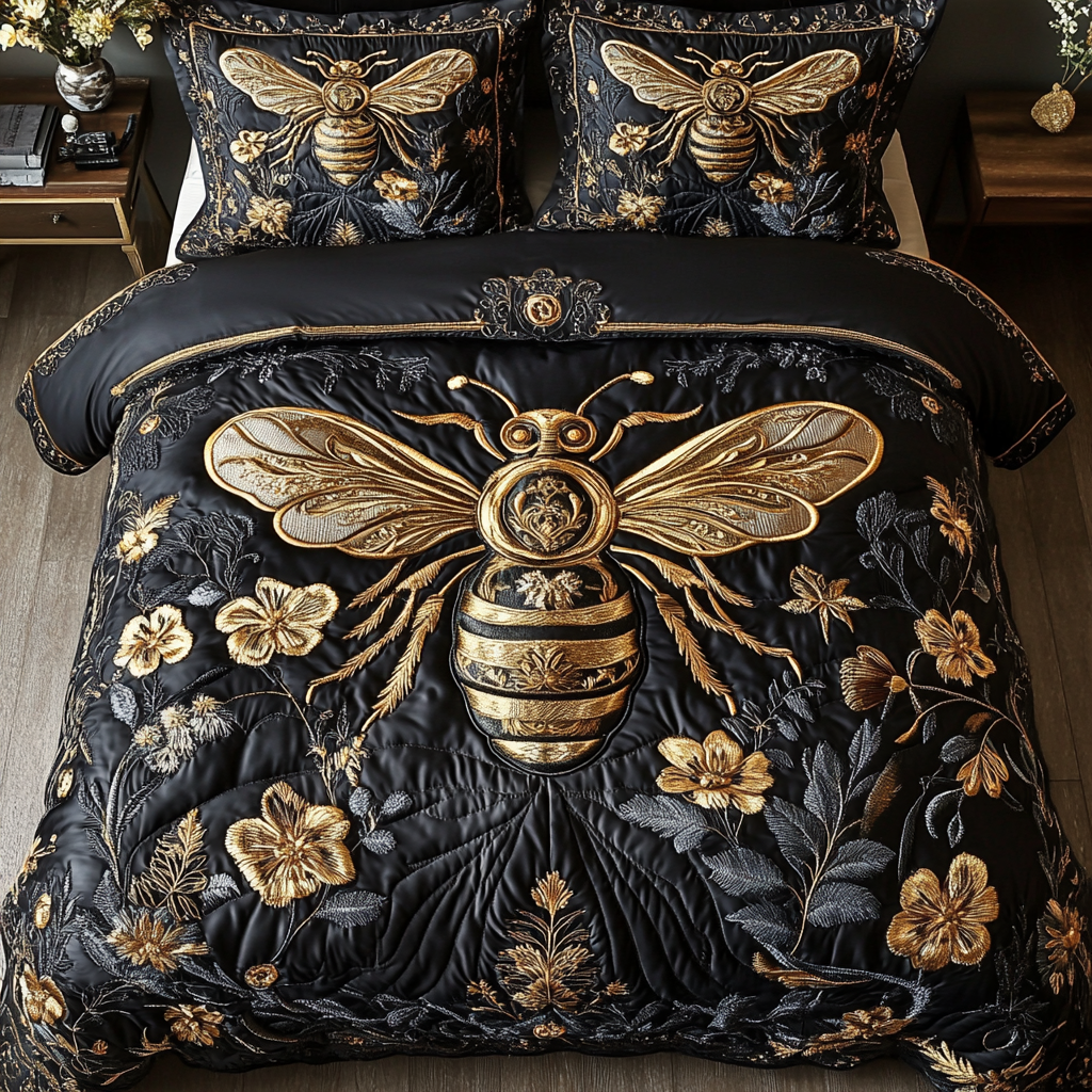 Honey Trail Whimsy Quilted Bedding Set Gifts For Bee Lovers Honey Trail Whimsy Quilted Bedding Set Gifts For Bee Lovers
