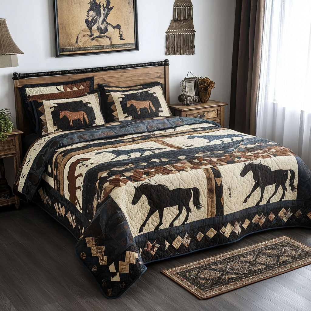 Horse Plains Quilted Bedding Set Christmas Gifts For Men Horse Plains Quilted Bedding Set Christmas Gifts For Men