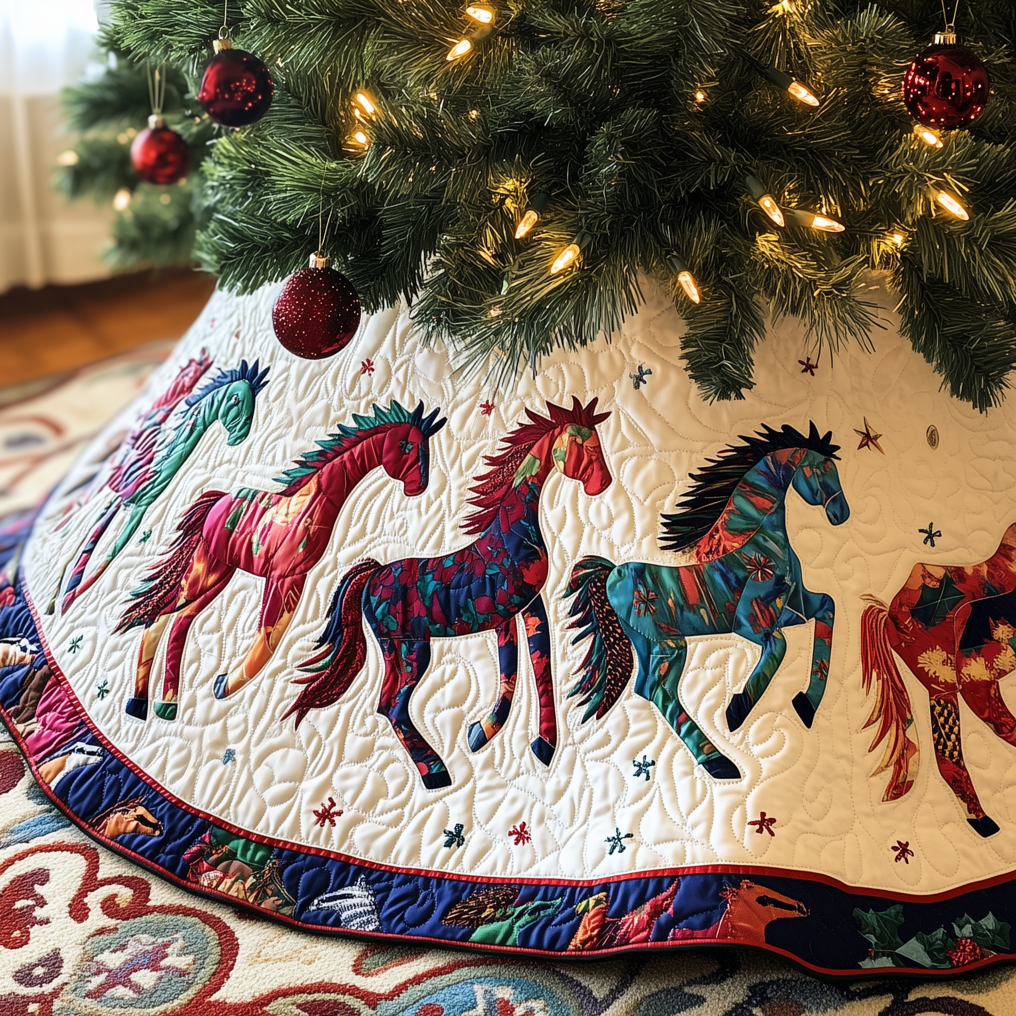 Horse Quilted Tree Skirt A Tree Skirt That Embodies the Joy of Christmas Horse Quilted Tree Skirt A Tree Skirt That Embodies the Joy of Christmas